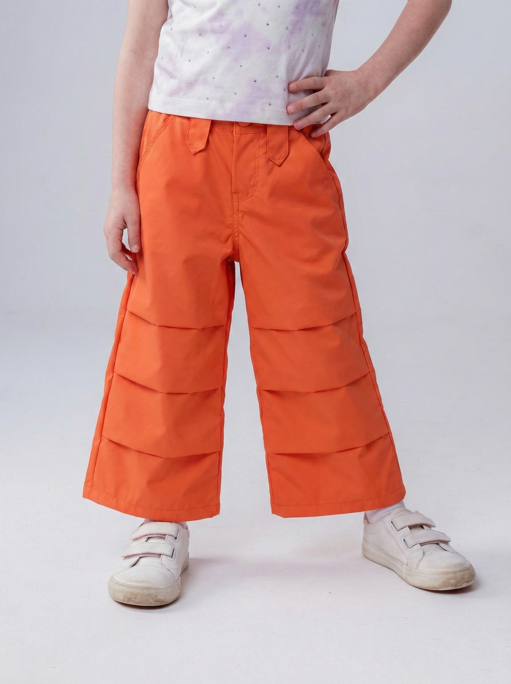 Girls’ Tiered Wide-Leg Trousers – Trendy High-Waisted Layered Fashion Pants