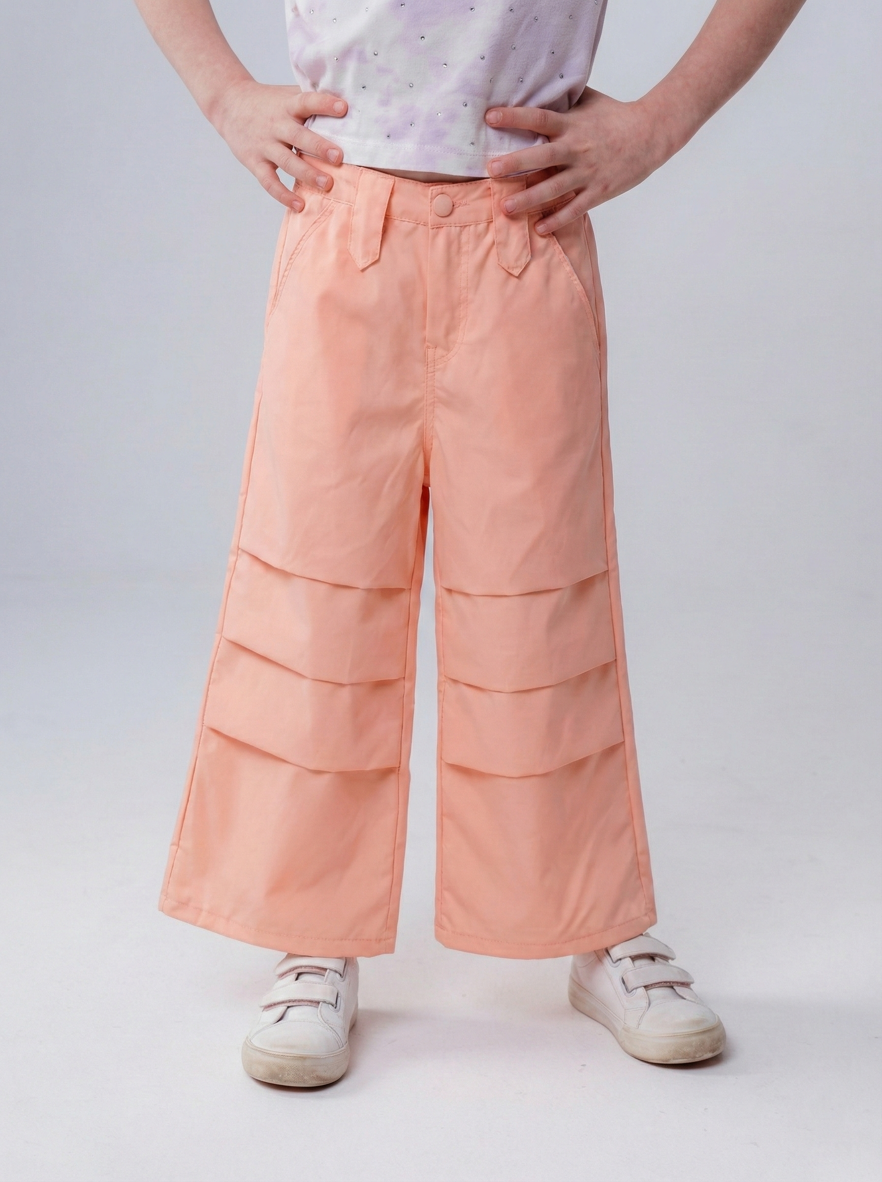 Girls’ Tiered Wide-Leg Trousers – Trendy High-Waisted Layered Fashion Pants