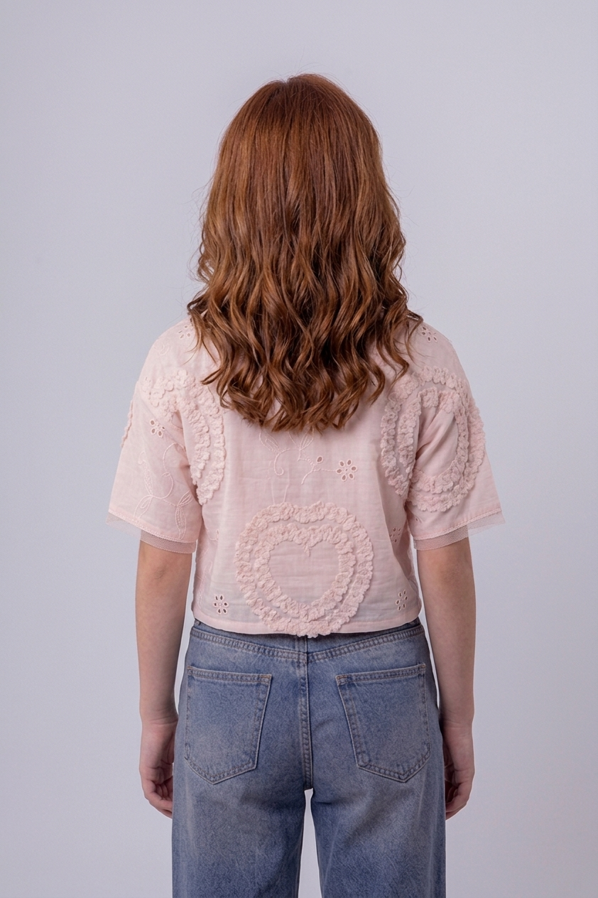 Girls’ Textured Eyelet & Tufted Crop Top