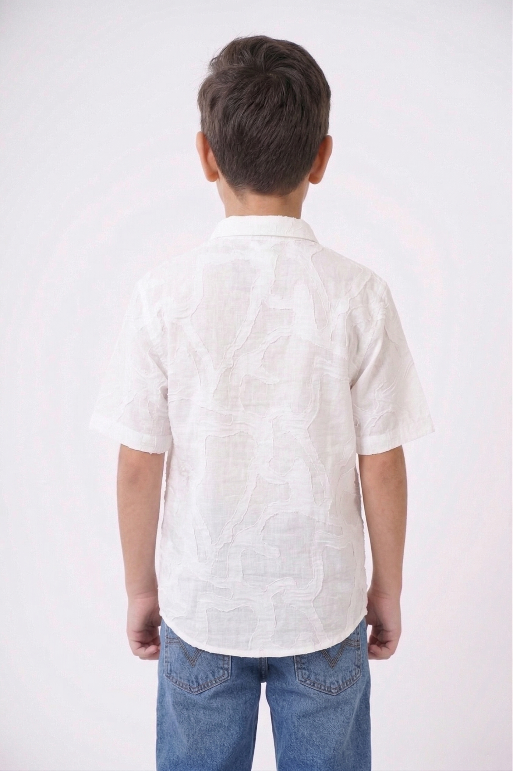 Boys’ Textured Abstract Print Short Sleeve Shirt