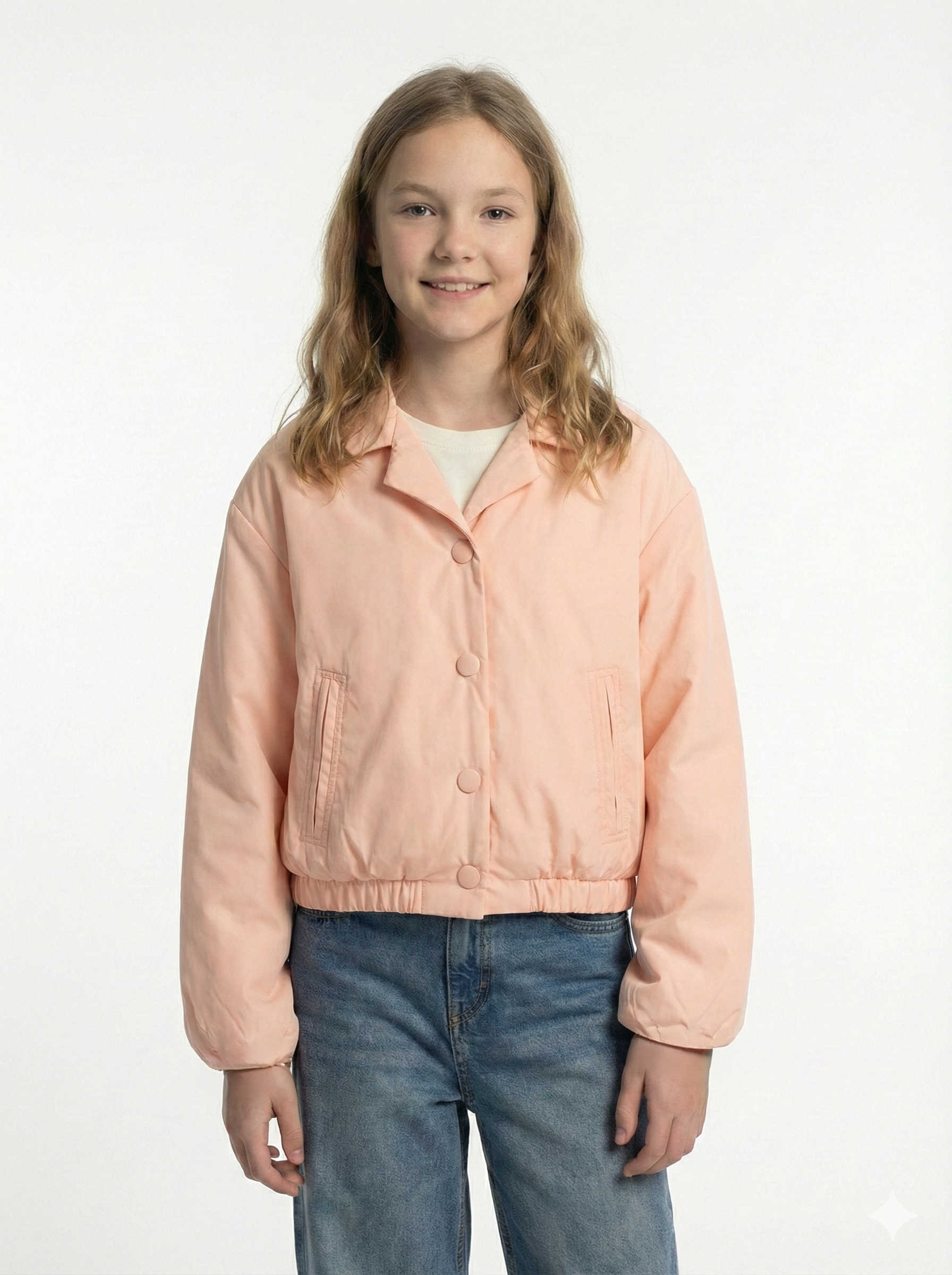Girls’  Leather Bomber Jacket – Collared Snap-Front Utility Outerwear