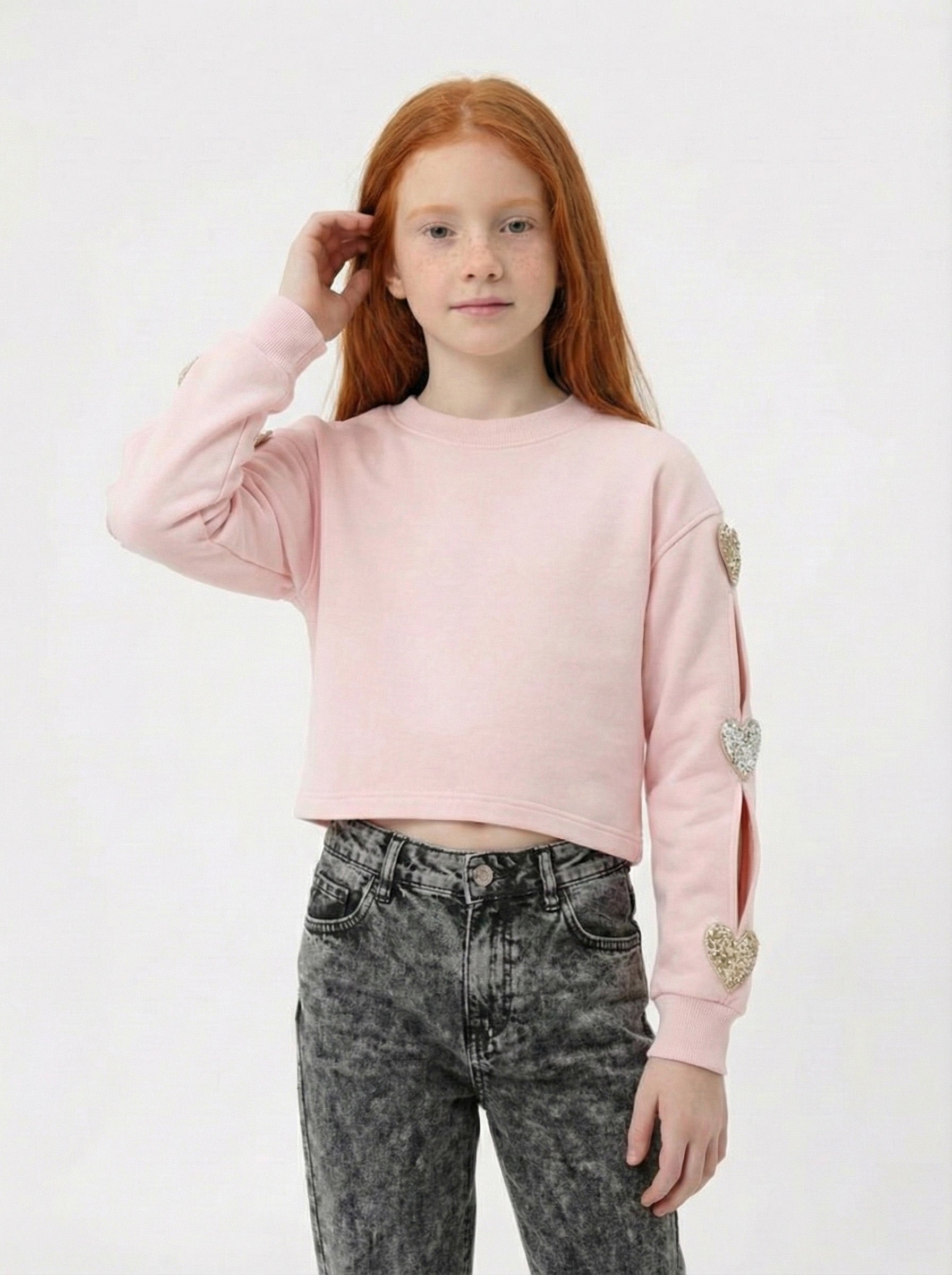 Girls' Sweetheart Sequin Cropped Sweatshirt