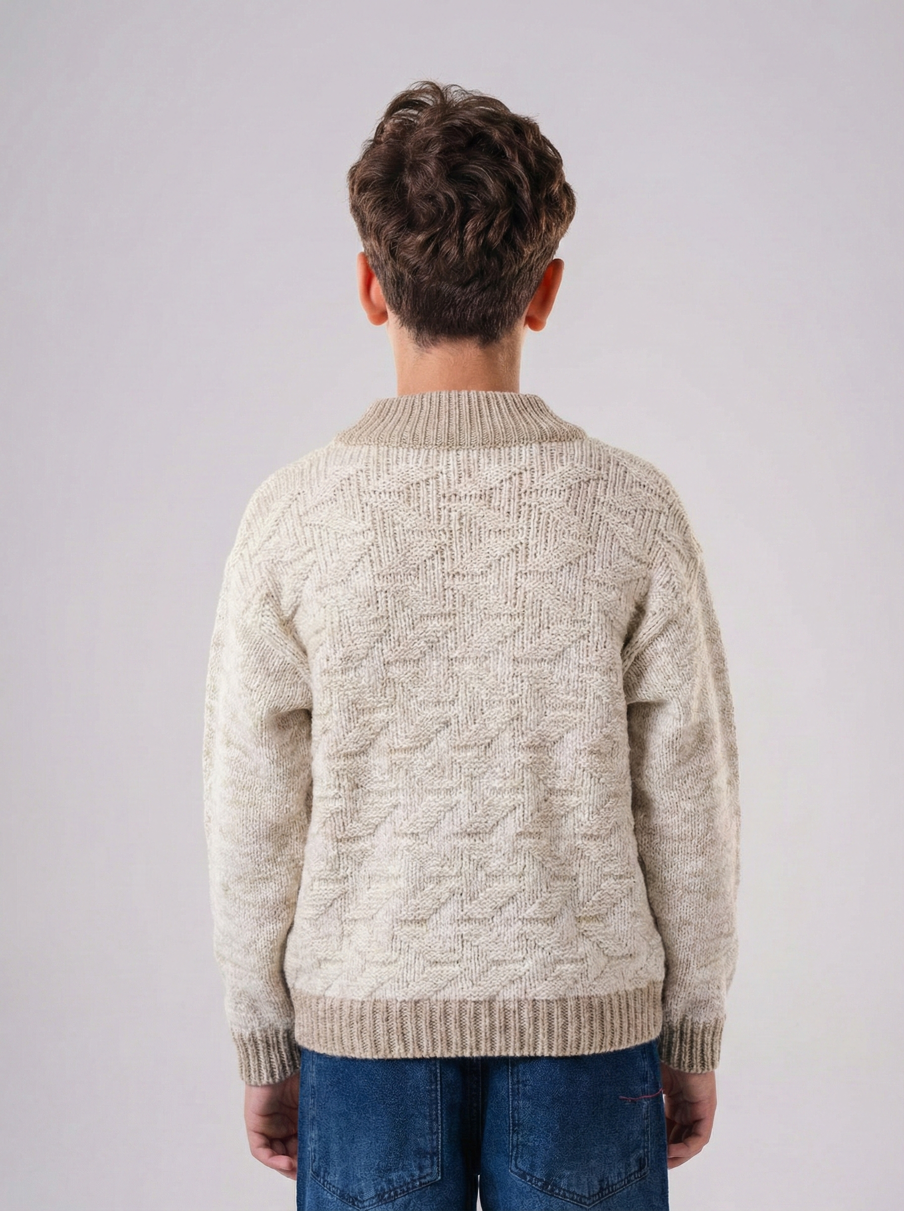 Boys’ Shawl Collar Textured Knit Sweater