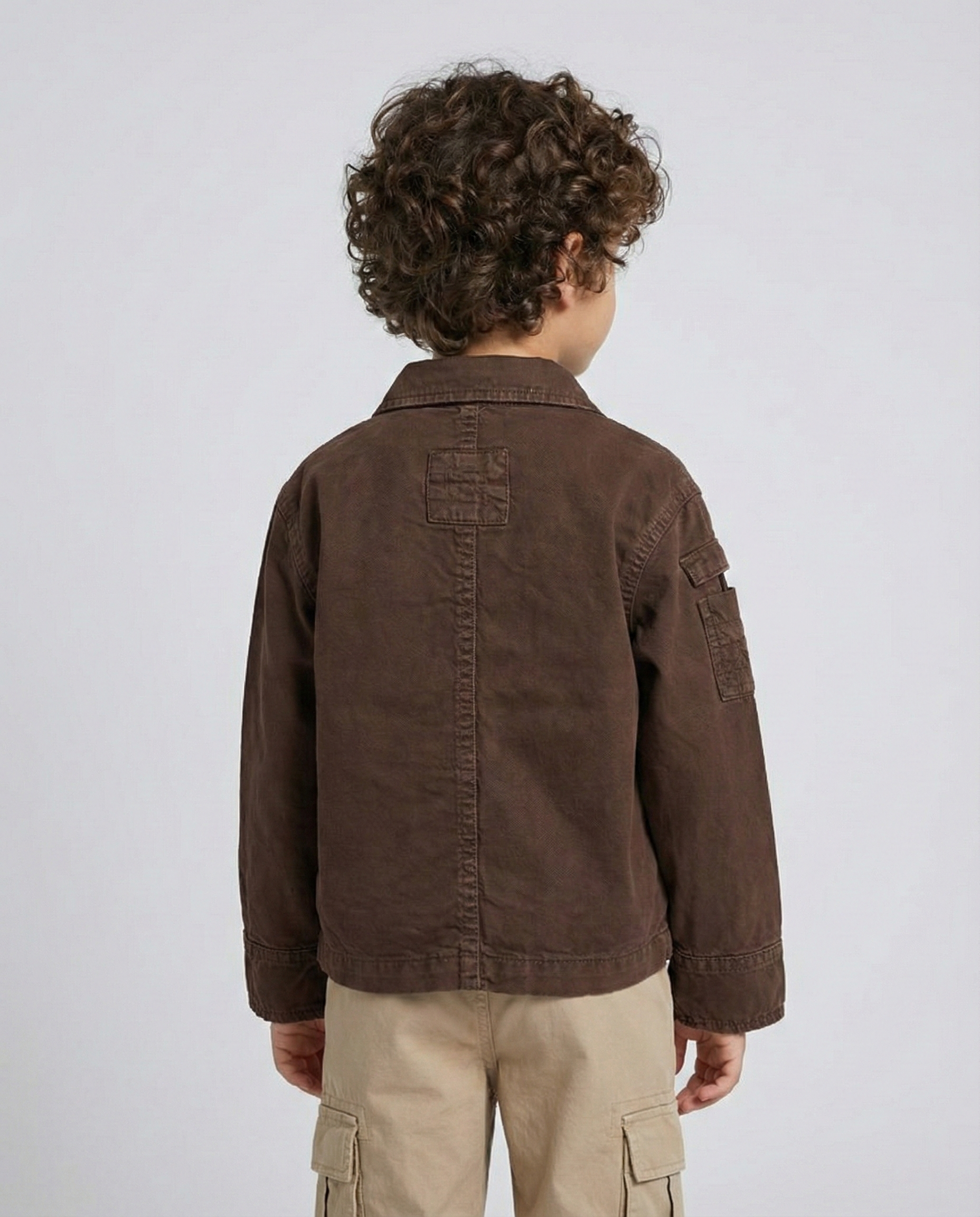 Boys’ Utility Denim Jacket – Button Down Layer with Pocket Details