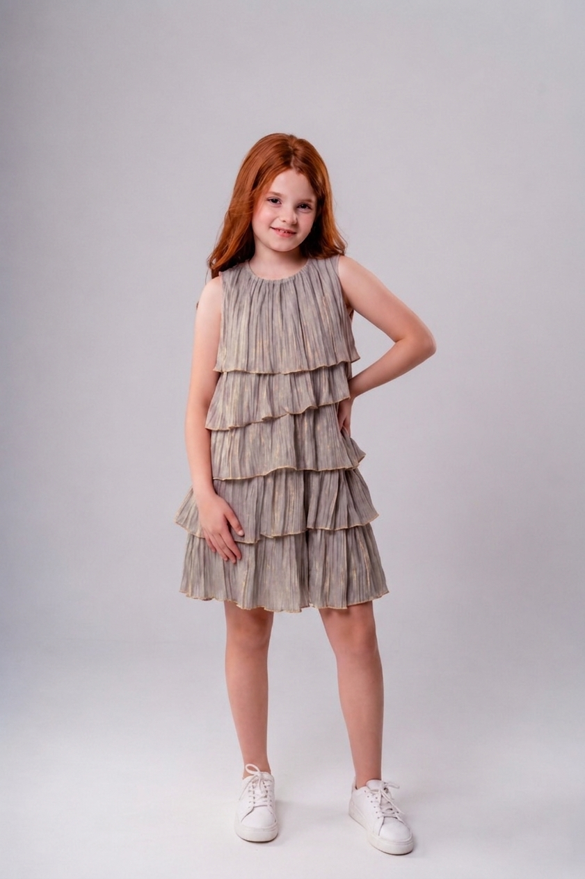 Girls’ Tiered Crinkle Gauze Dress