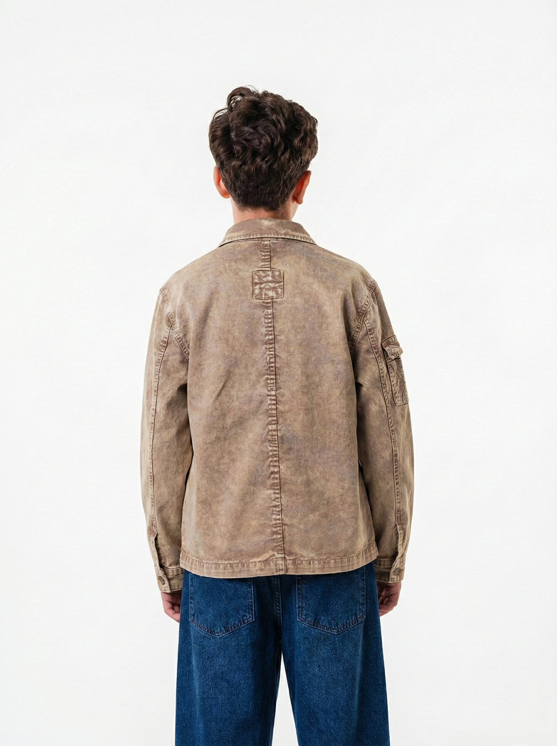 Boys’ Utility Denim Jacket – Button Down Layer with Pocket Details