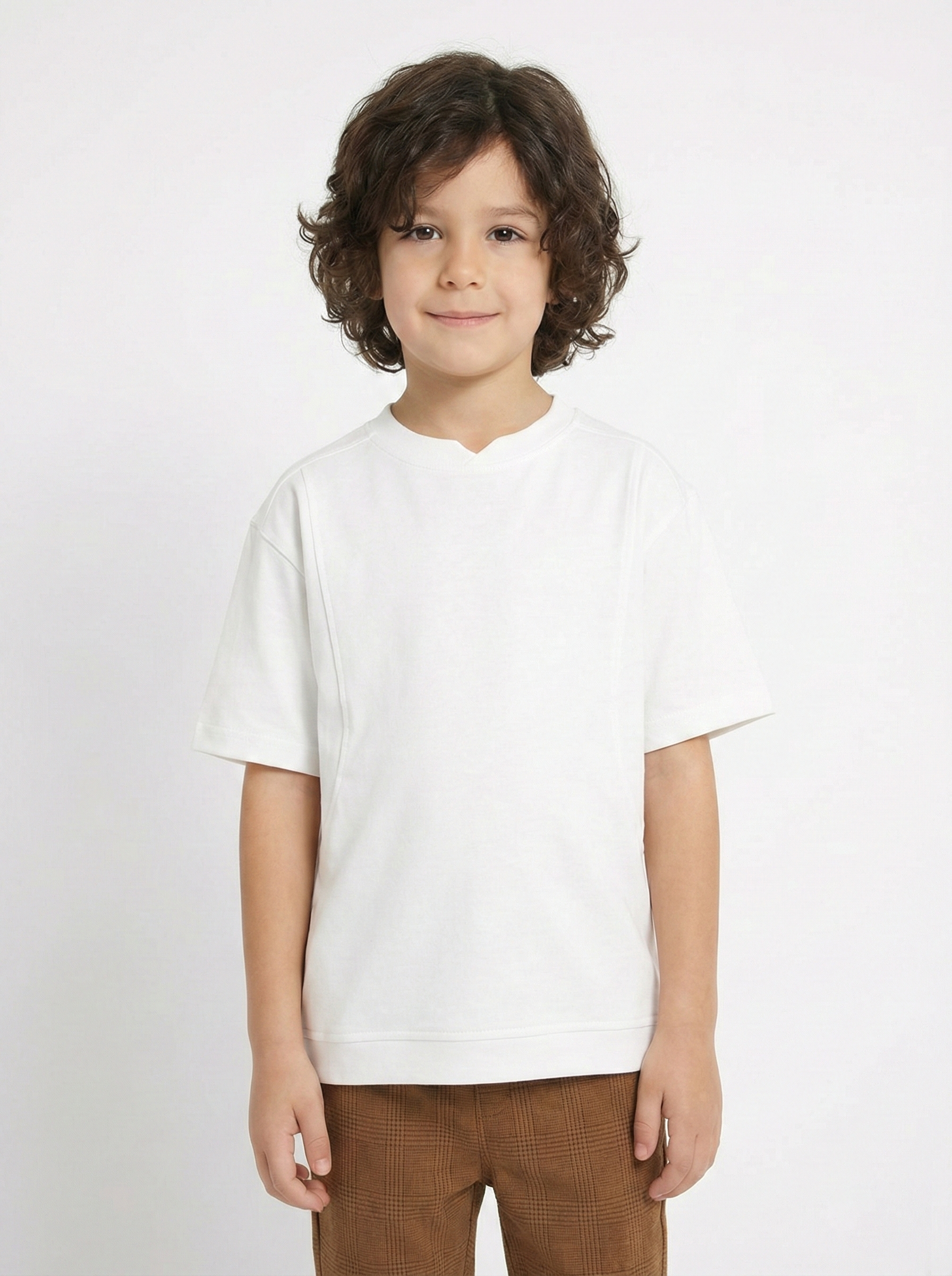 Boys’ Oversized Paneled Tee – Relaxed Fit Cotton T-Shirt with Sculpted Seam Detail