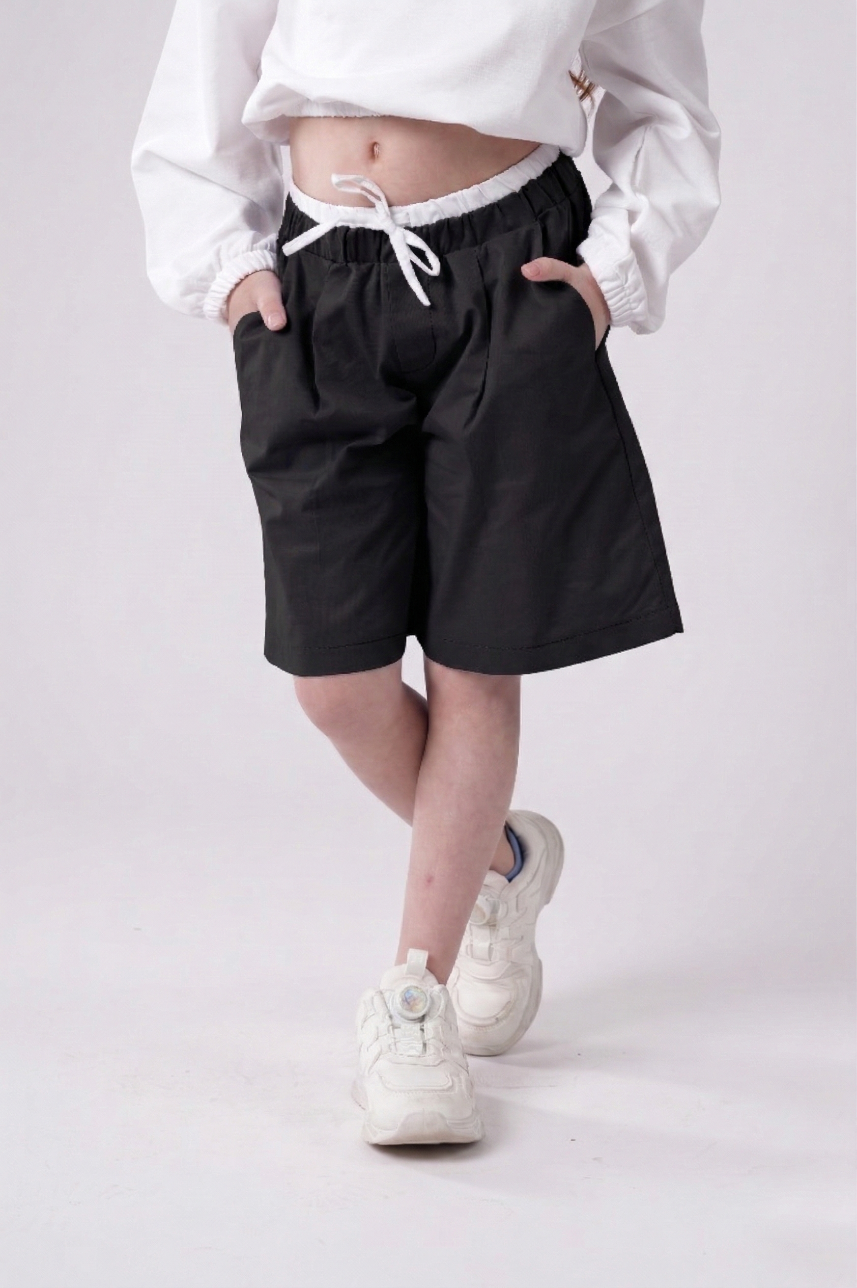 Girls’ Relaxed-Fit Shorts with Contrast Drawstring