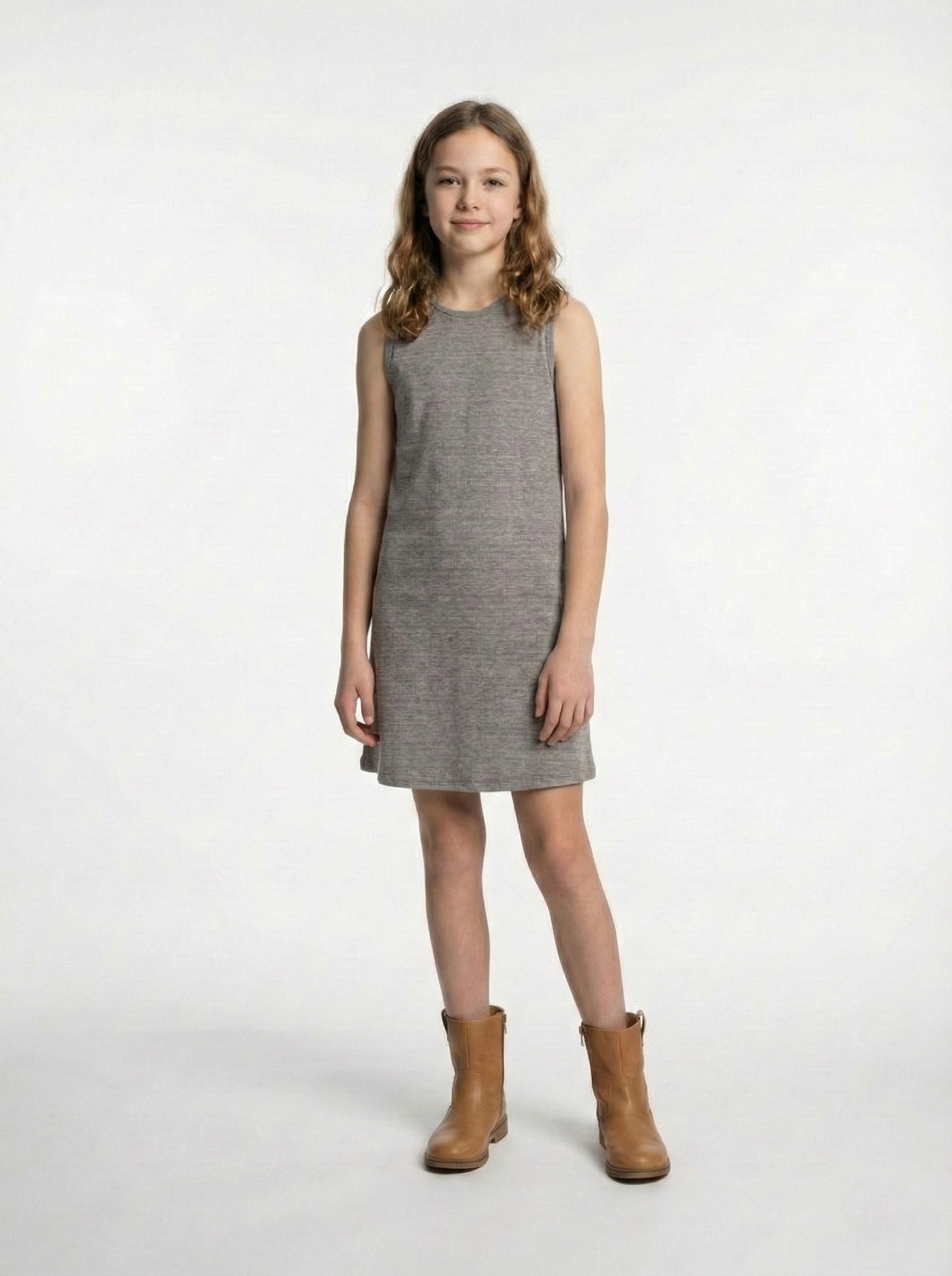 Girls’ Ribbed Knit Sleeveless Shift Dress