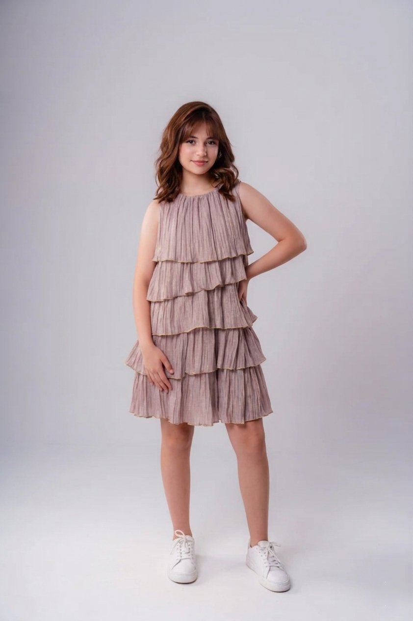 Girls’ Tiered Crinkle Gauze Dress
