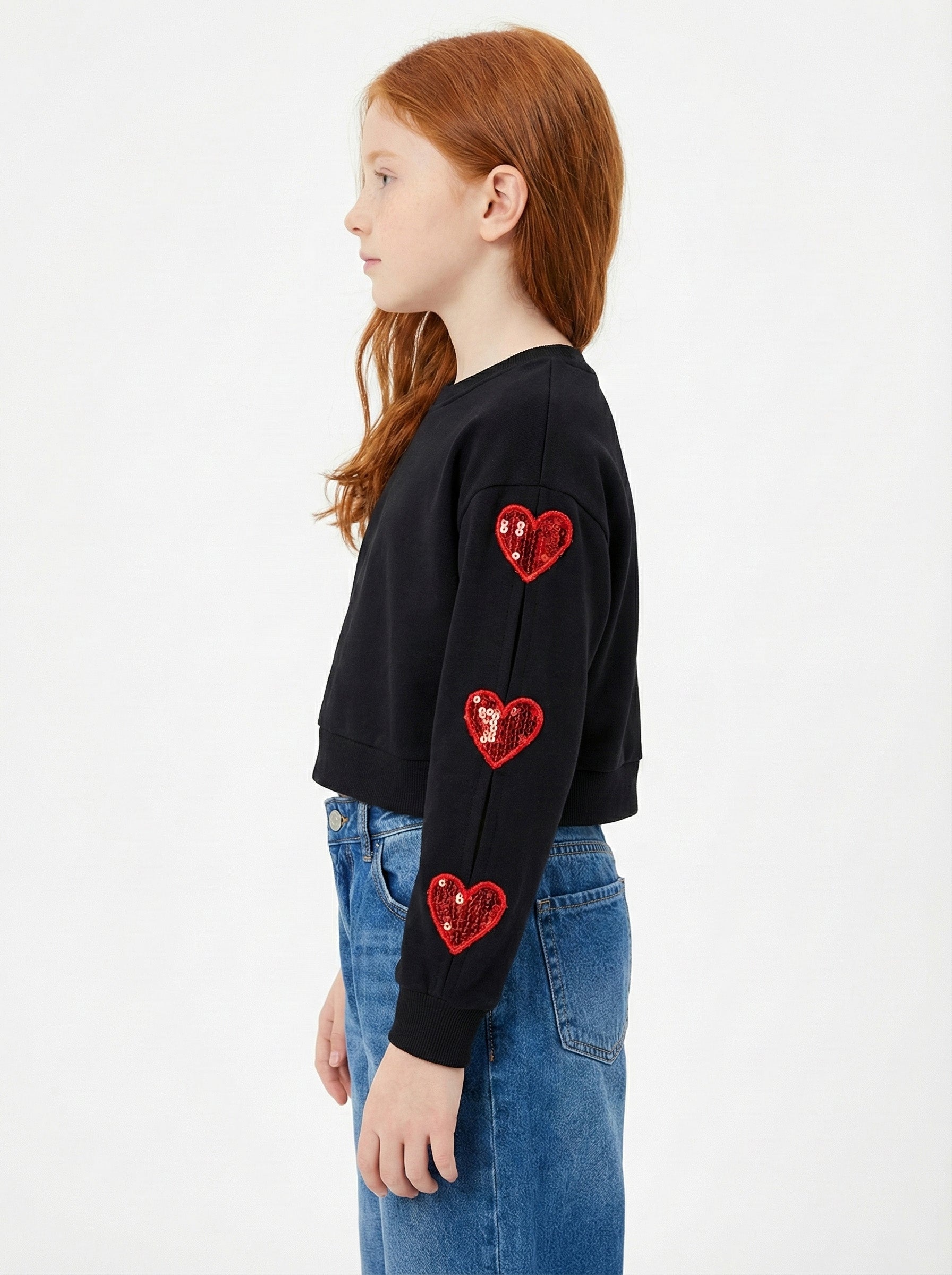 Girls' Sweetheart Sequin Cropped Sweatshirt