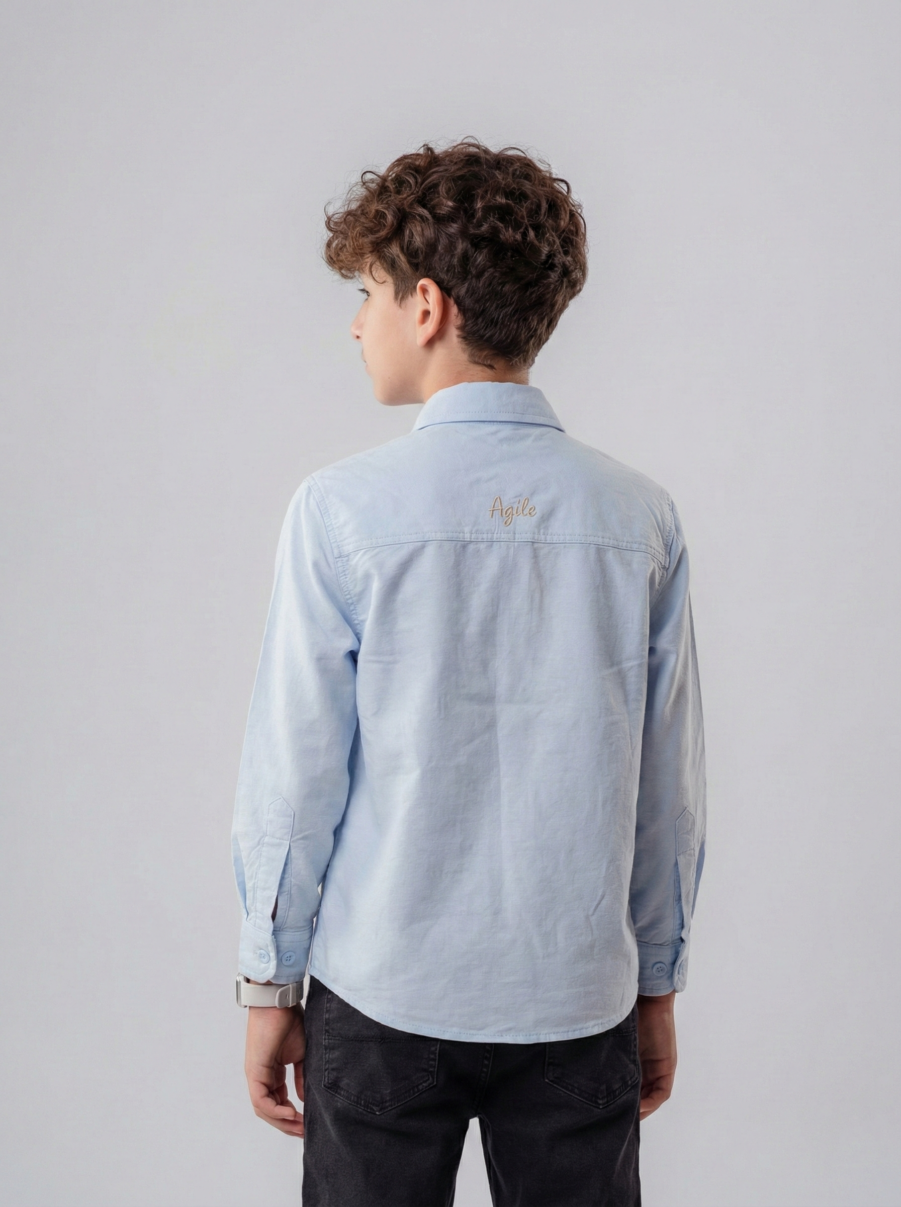 Boys’ Button-Down Shirt – Embroidered Horse Detail with Classic Collar