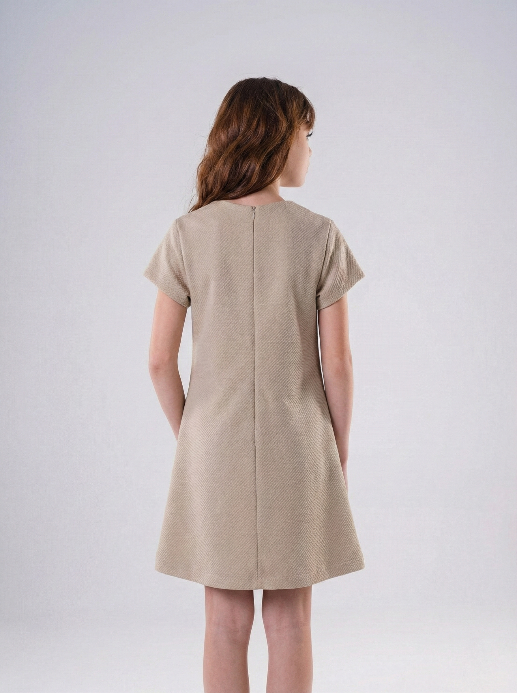 Girls’ Textured Shift Dress with Sweetheart Bows