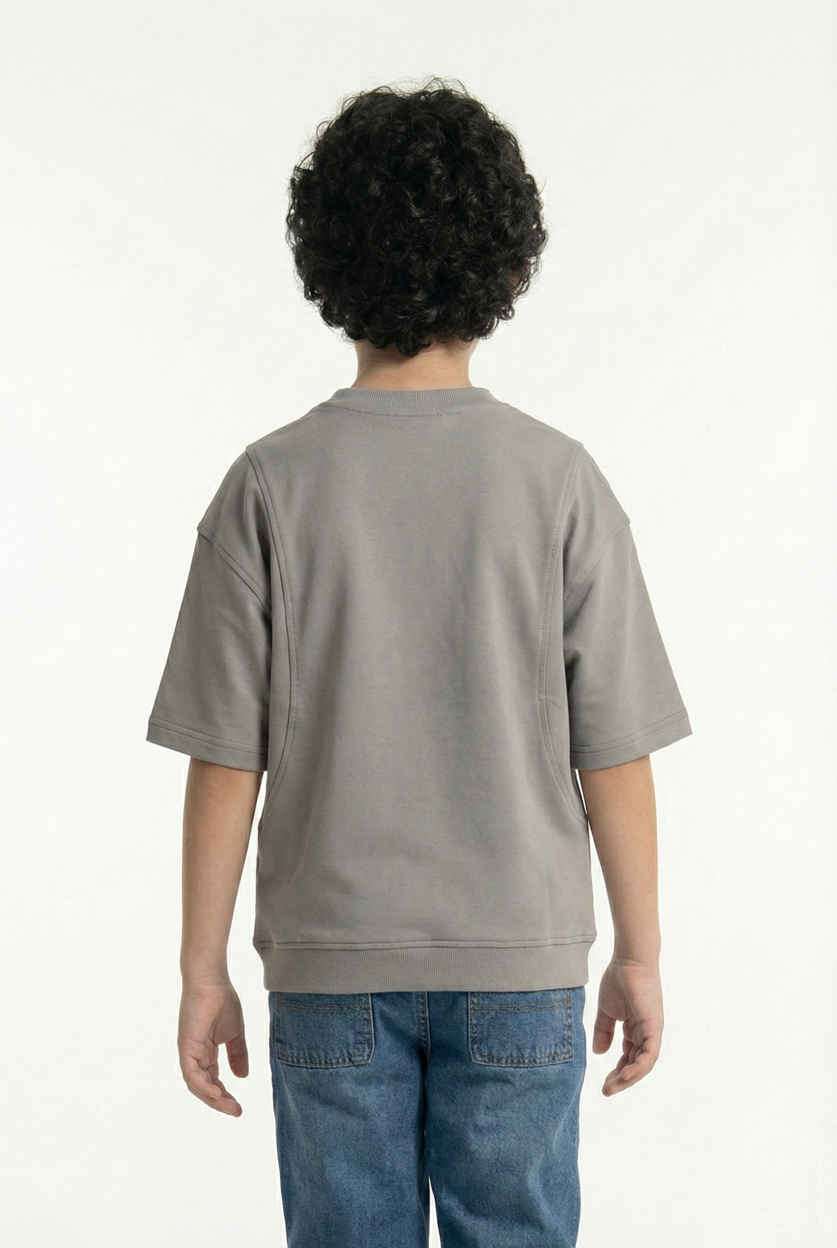 Boys’ Oversized Paneled Tee – Relaxed Fit Cotton T-Shirt with Sculpted Seam Detail