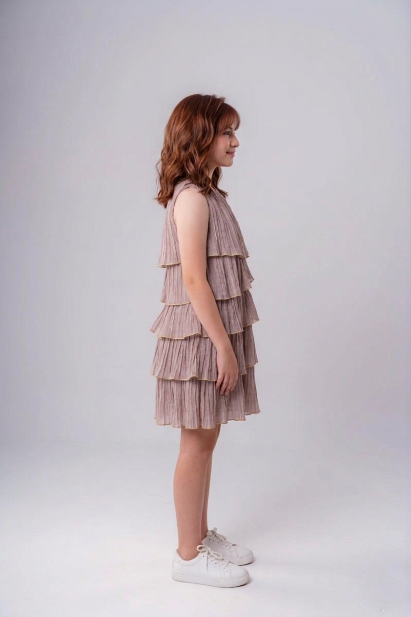 Girls’ Tiered Crinkle Gauze Dress