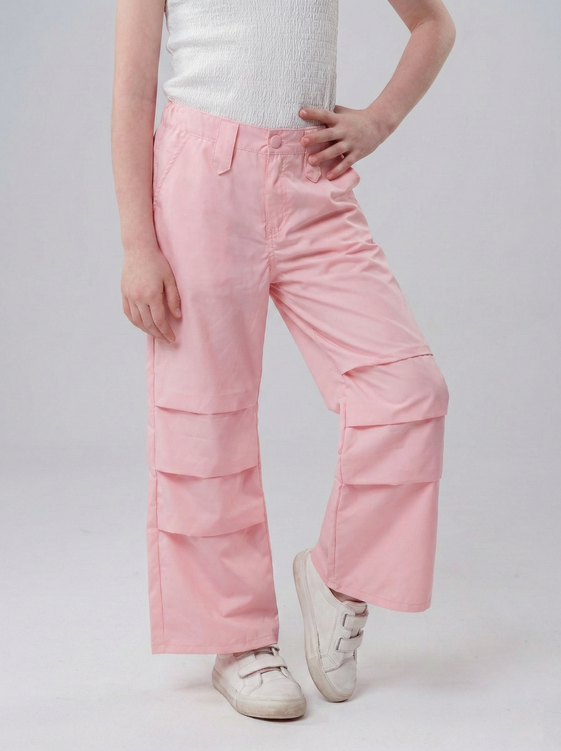 Girls’ Tiered Wide-Leg Trousers – Trendy High-Waisted Layered Fashion Pants