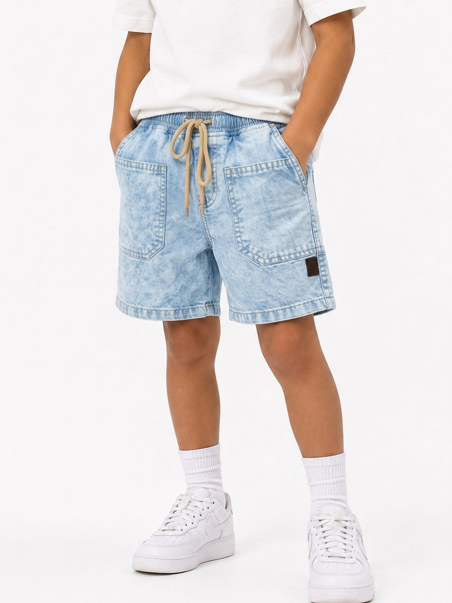 Kids' Acid-Wash Utility Shorts