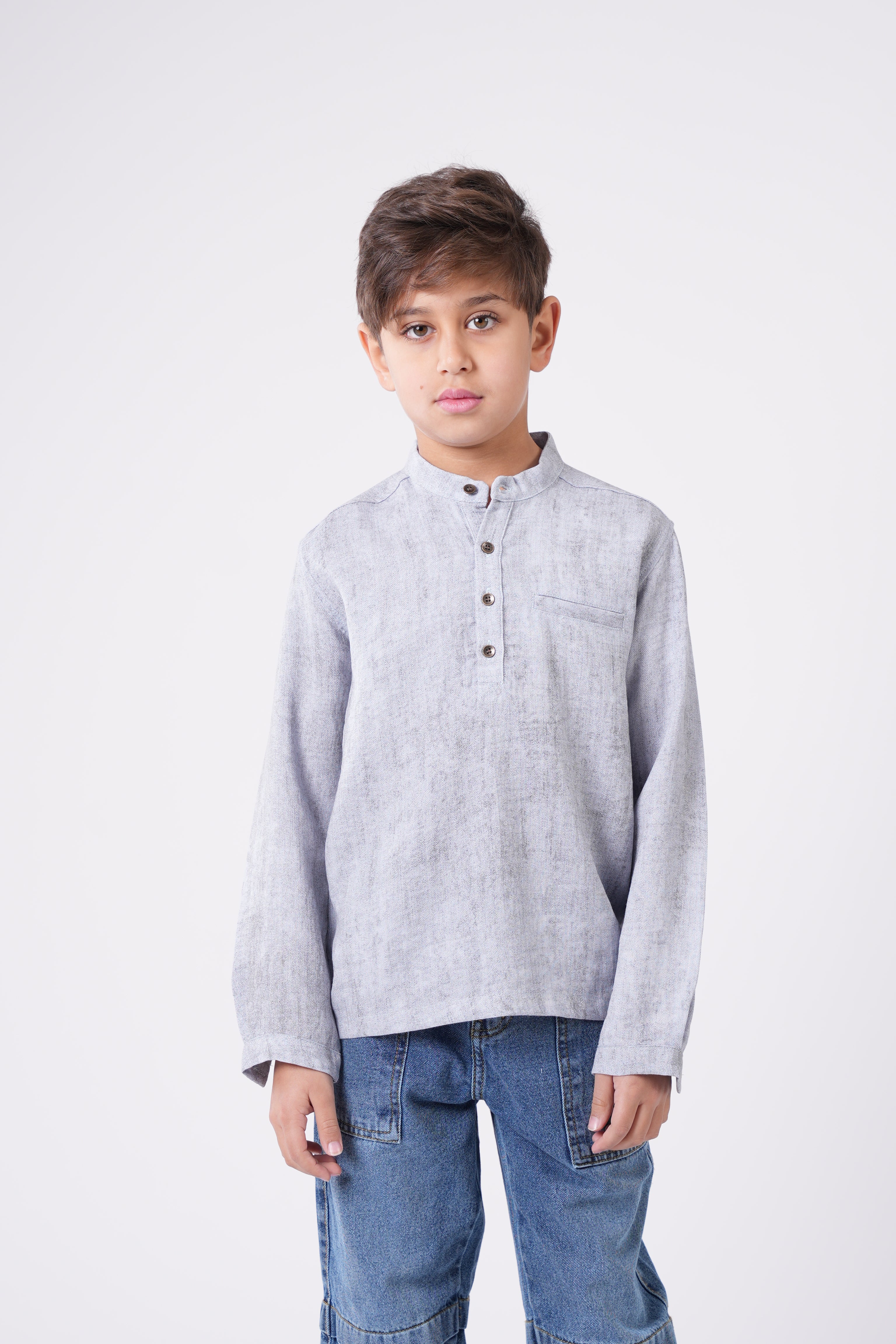 Boys’ Textured  Shirt with Chest Pocket