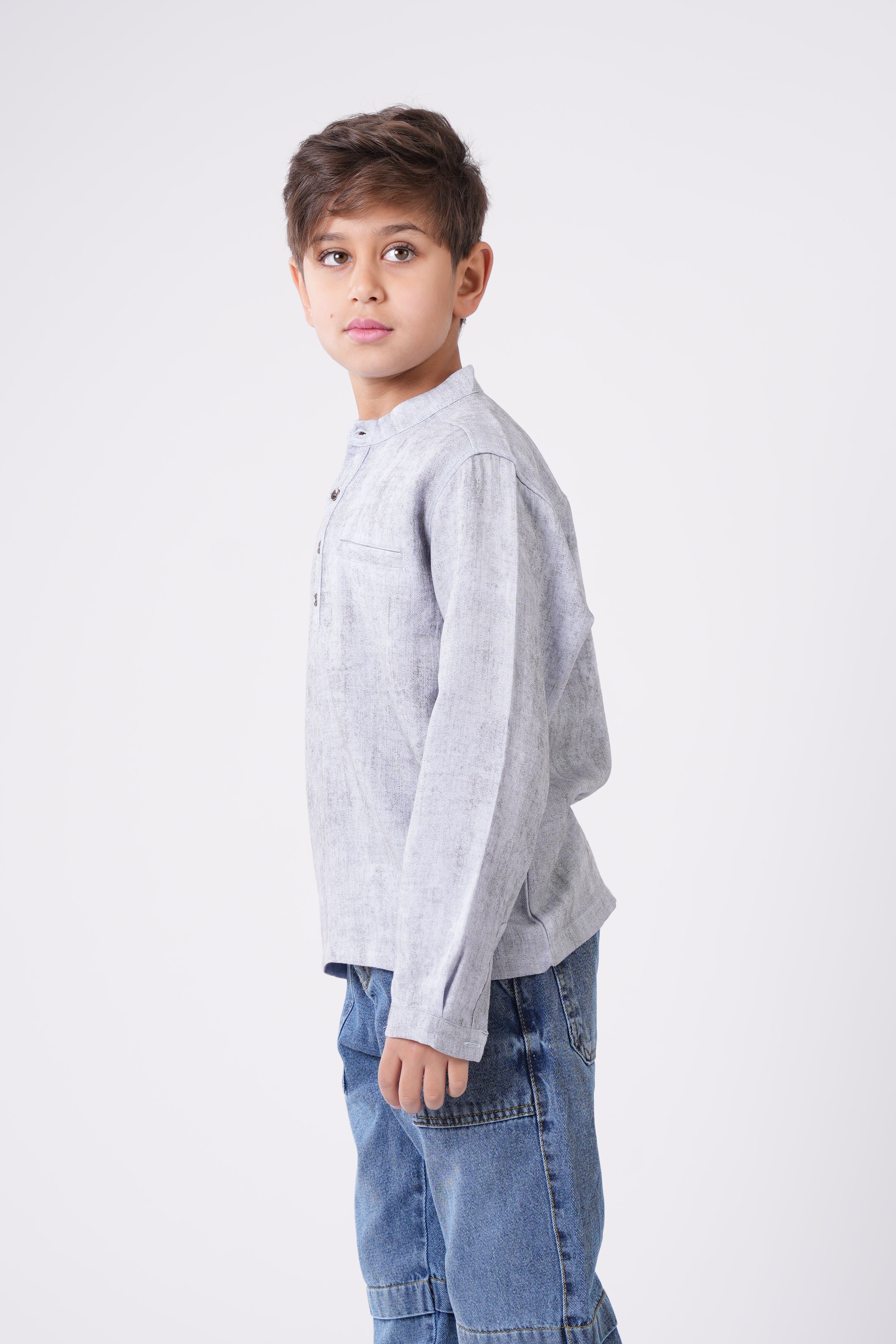Boys’ Textured  Shirt with Chest Pocket