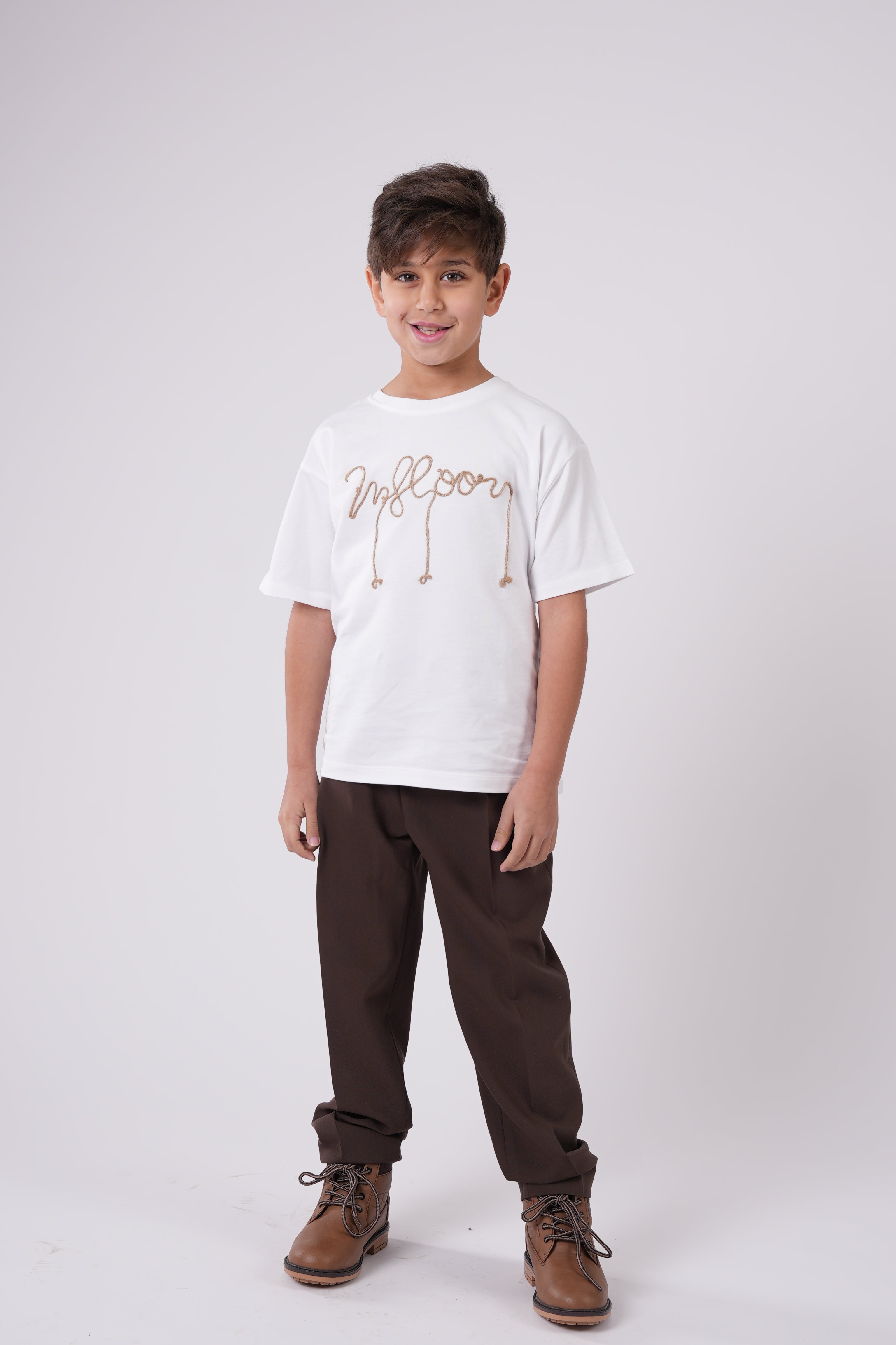 Boys’ T-Shirt with Embroidered Script