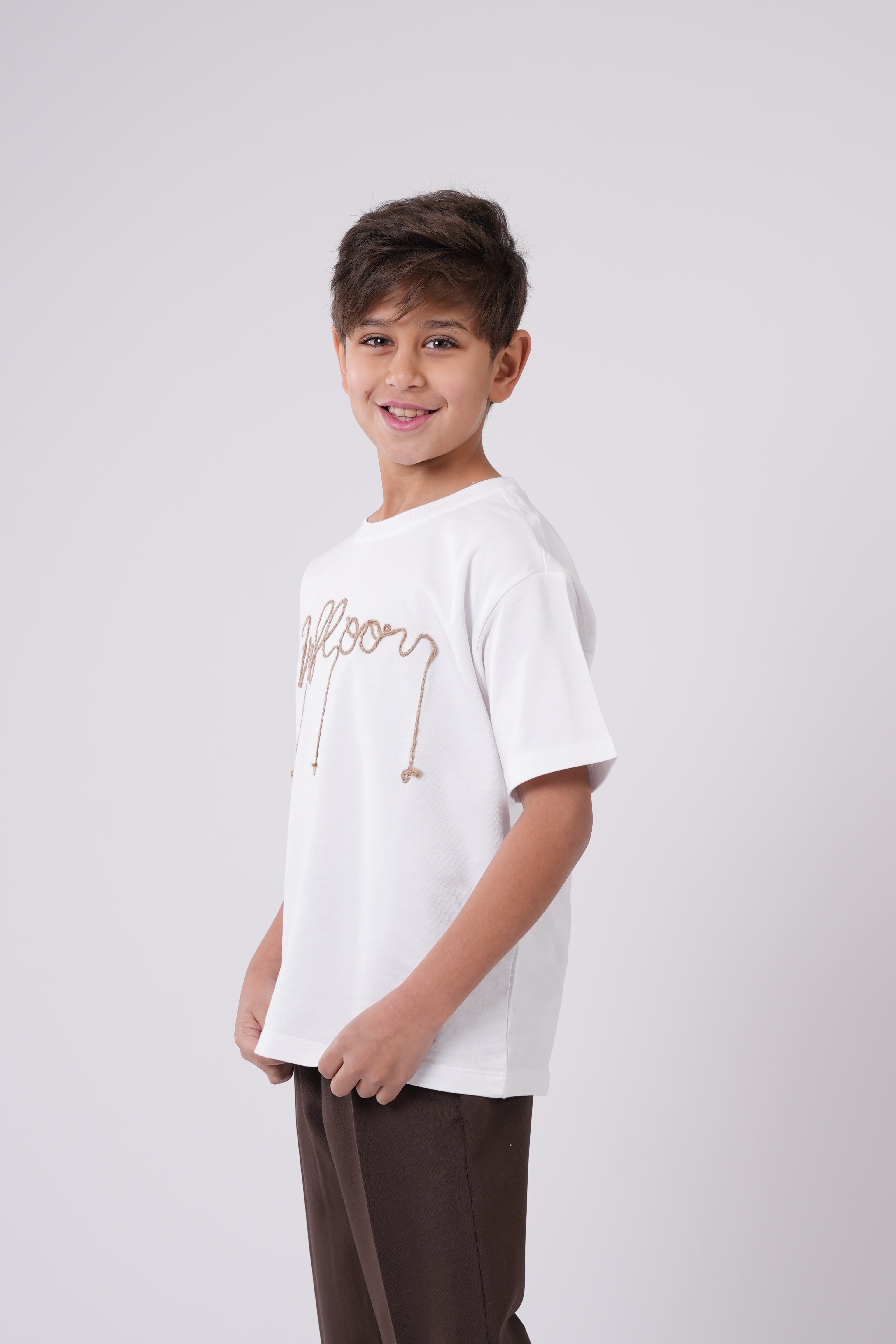 Boys’ T-Shirt with Embroidered Script