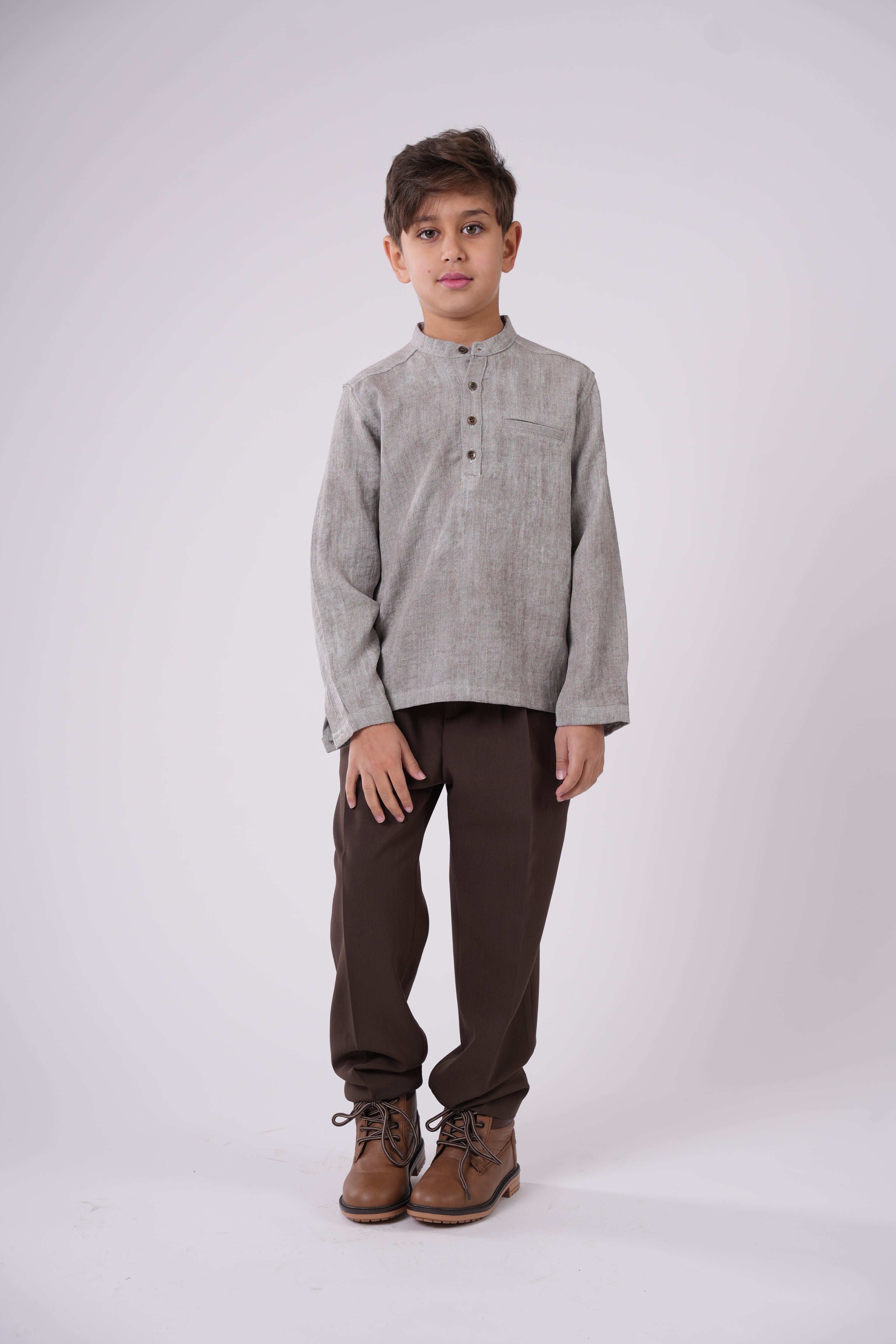 Boys’ Textured  Shirt with Chest Pocket