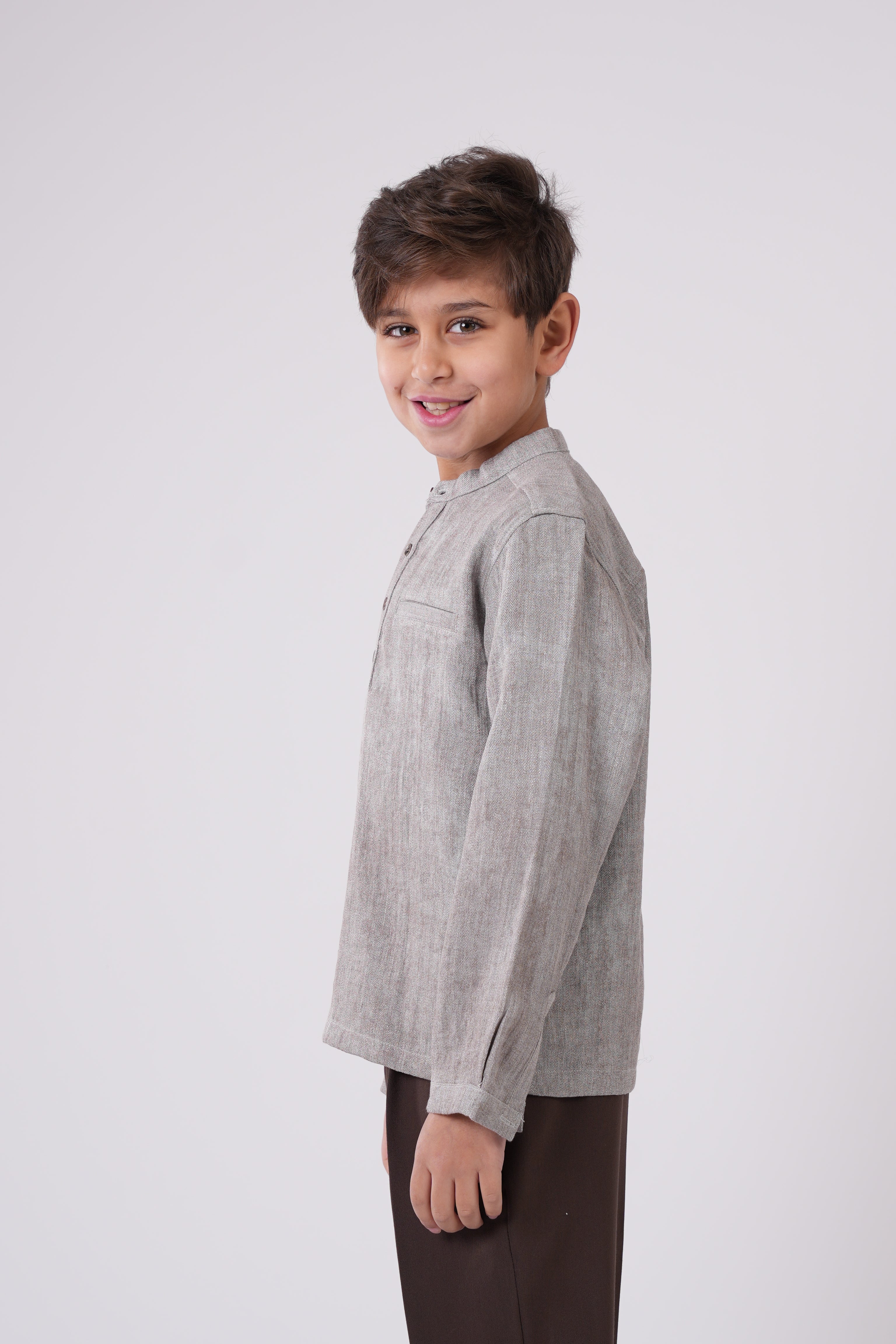 Boys’ Textured  Shirt with Chest Pocket