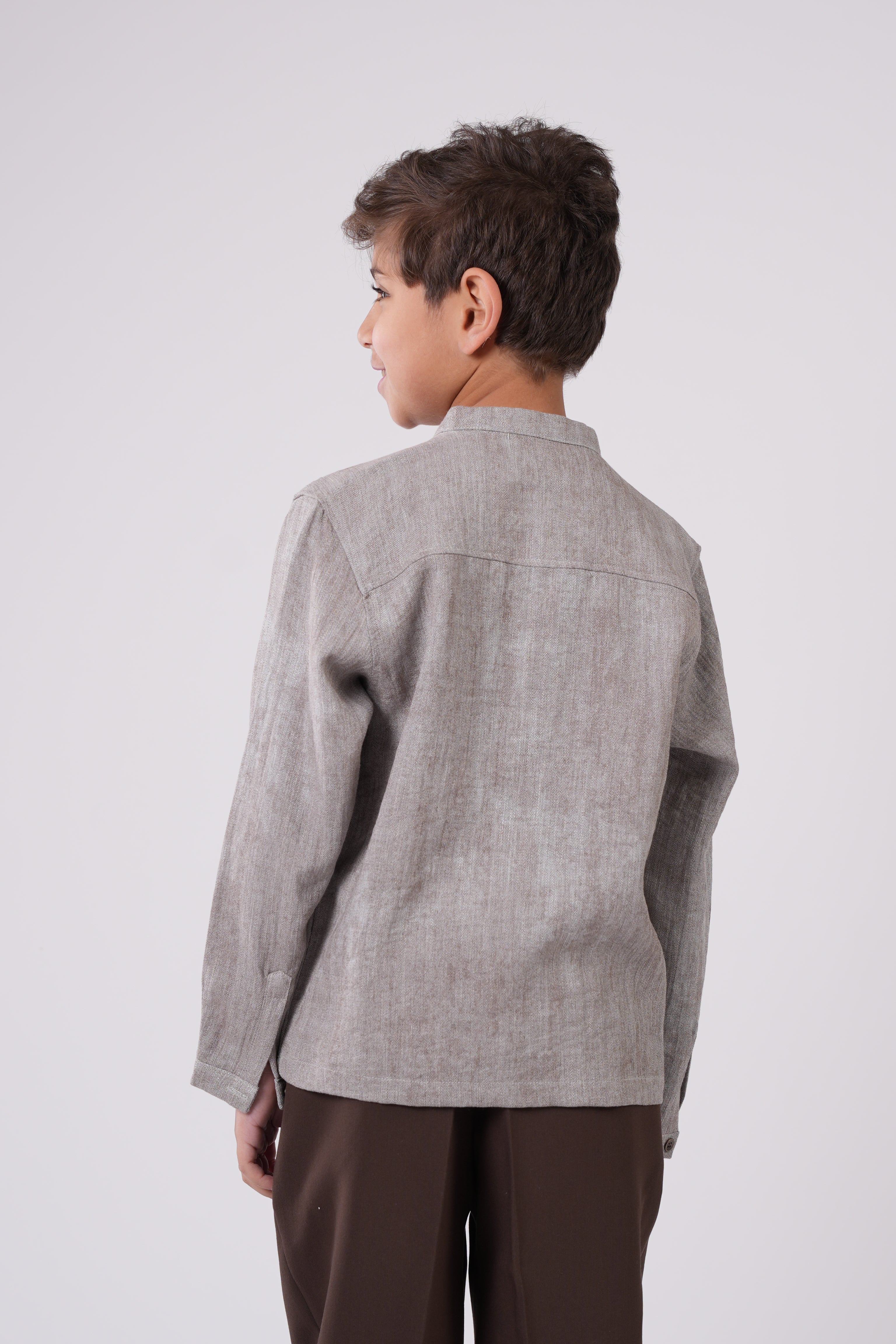 Boys’ Textured  Shirt with Chest Pocket