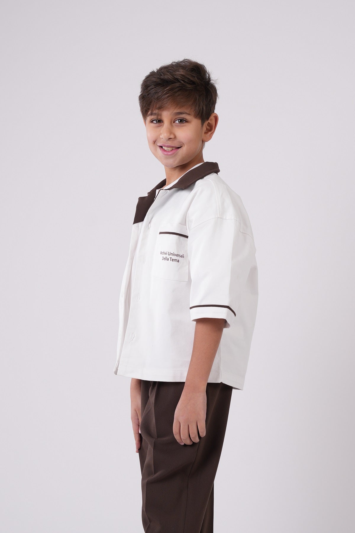 Boys’ Two-Tone Button-Down Resort Shirt – Cream