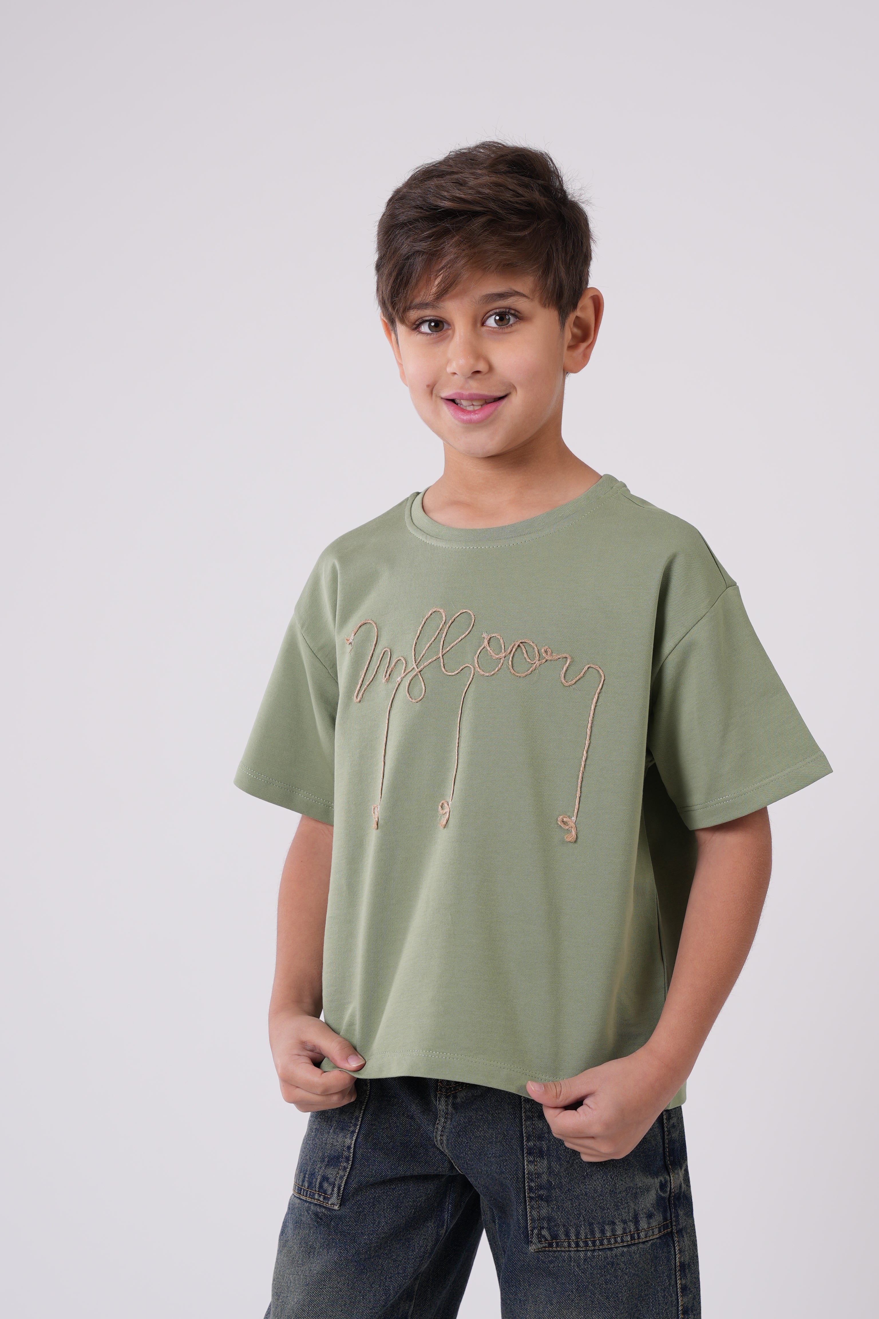 Boys’ T-Shirt with Embroidered Script