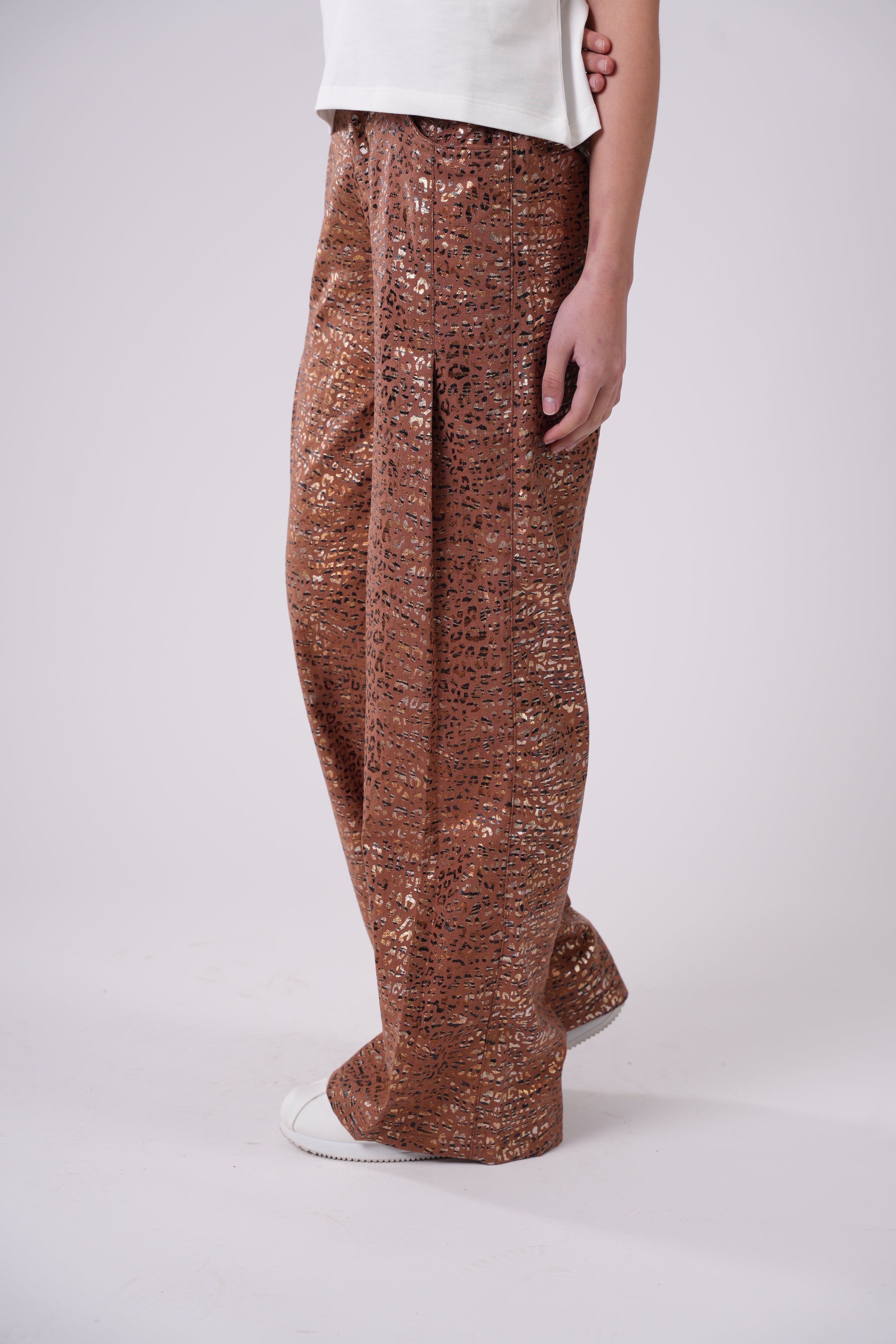 Girls’ Leopard Print High-Waist Trousers