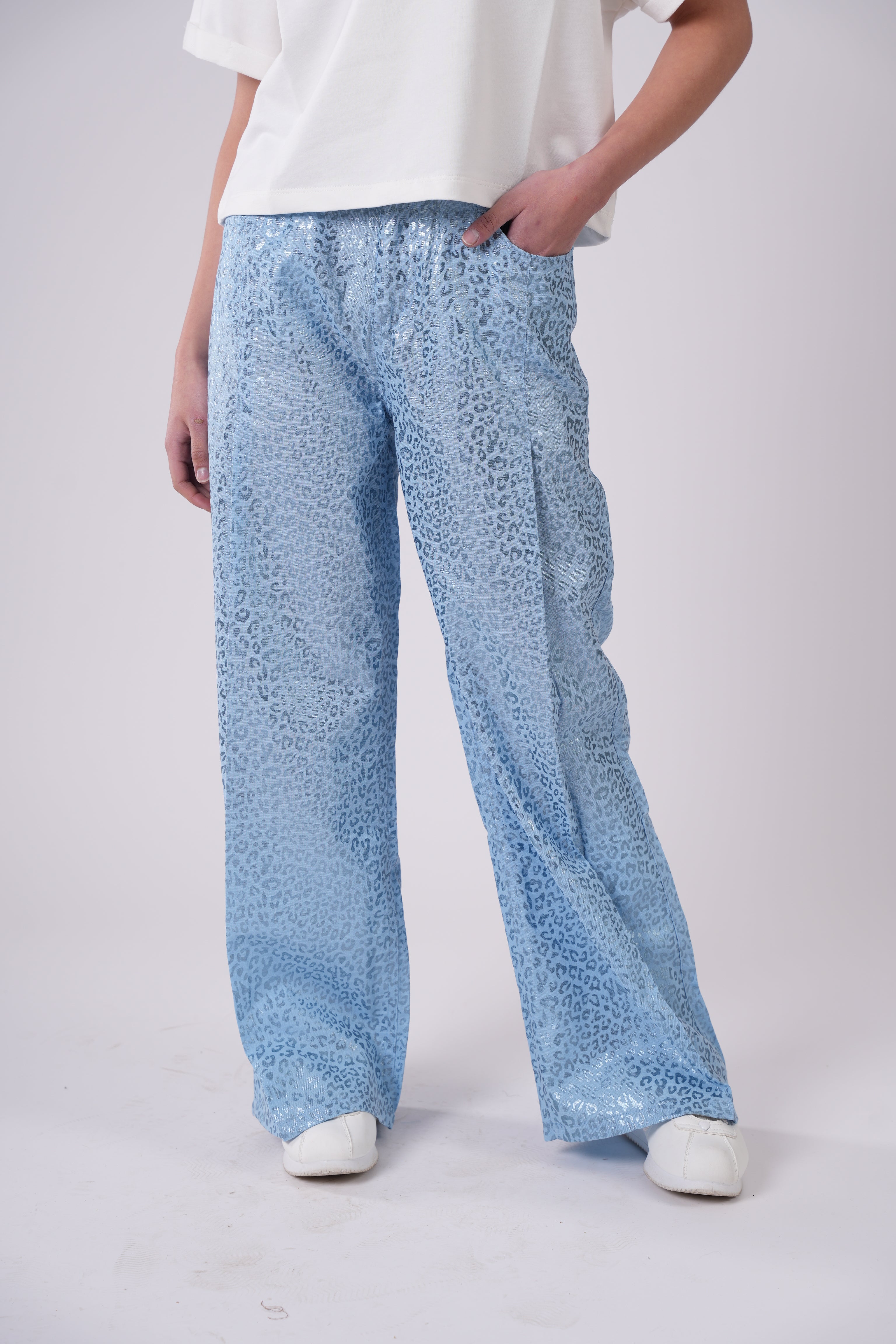 Girls’ Leopard Print High-Waist Trousers