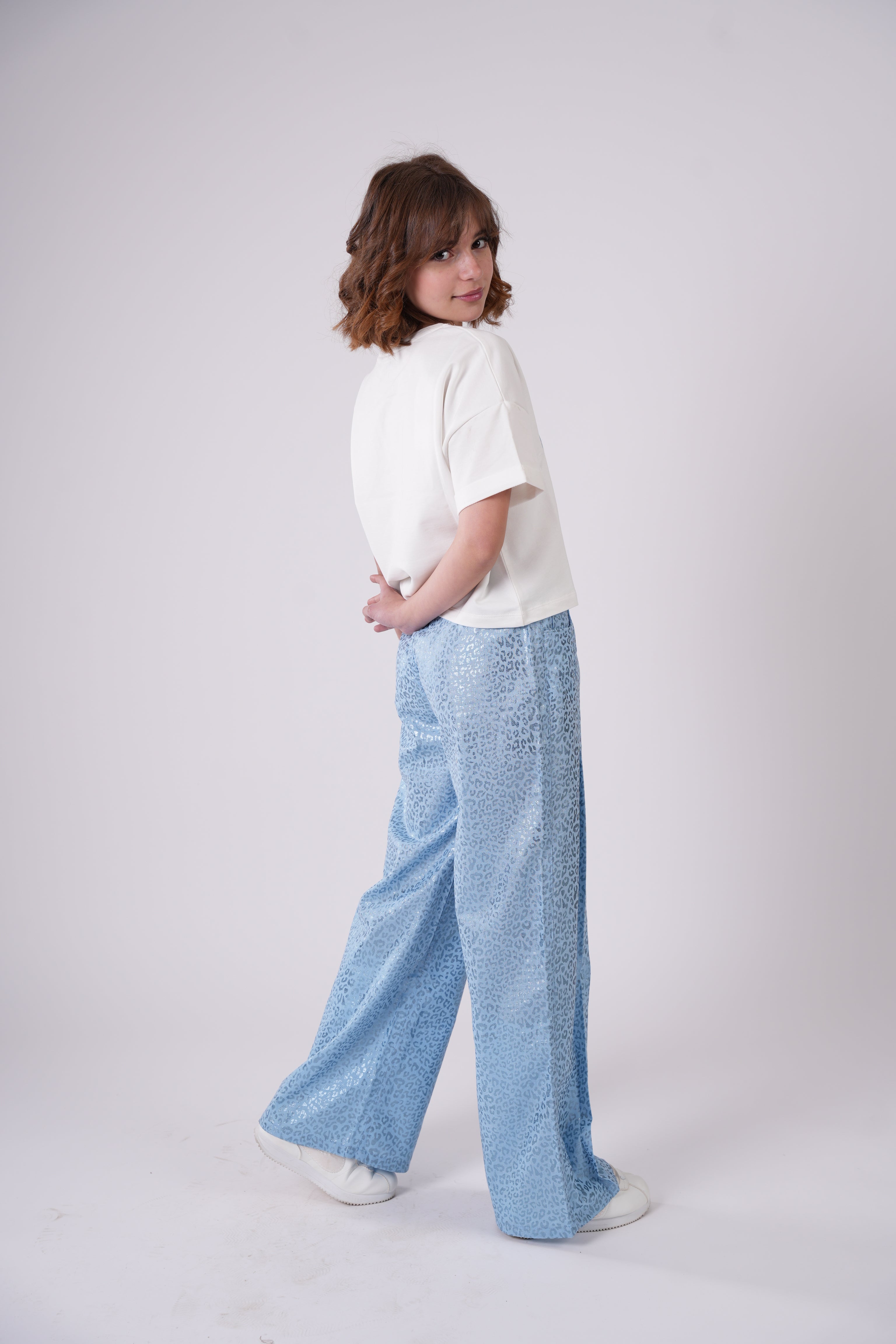 Girls’ Leopard Print High-Waist Trousers