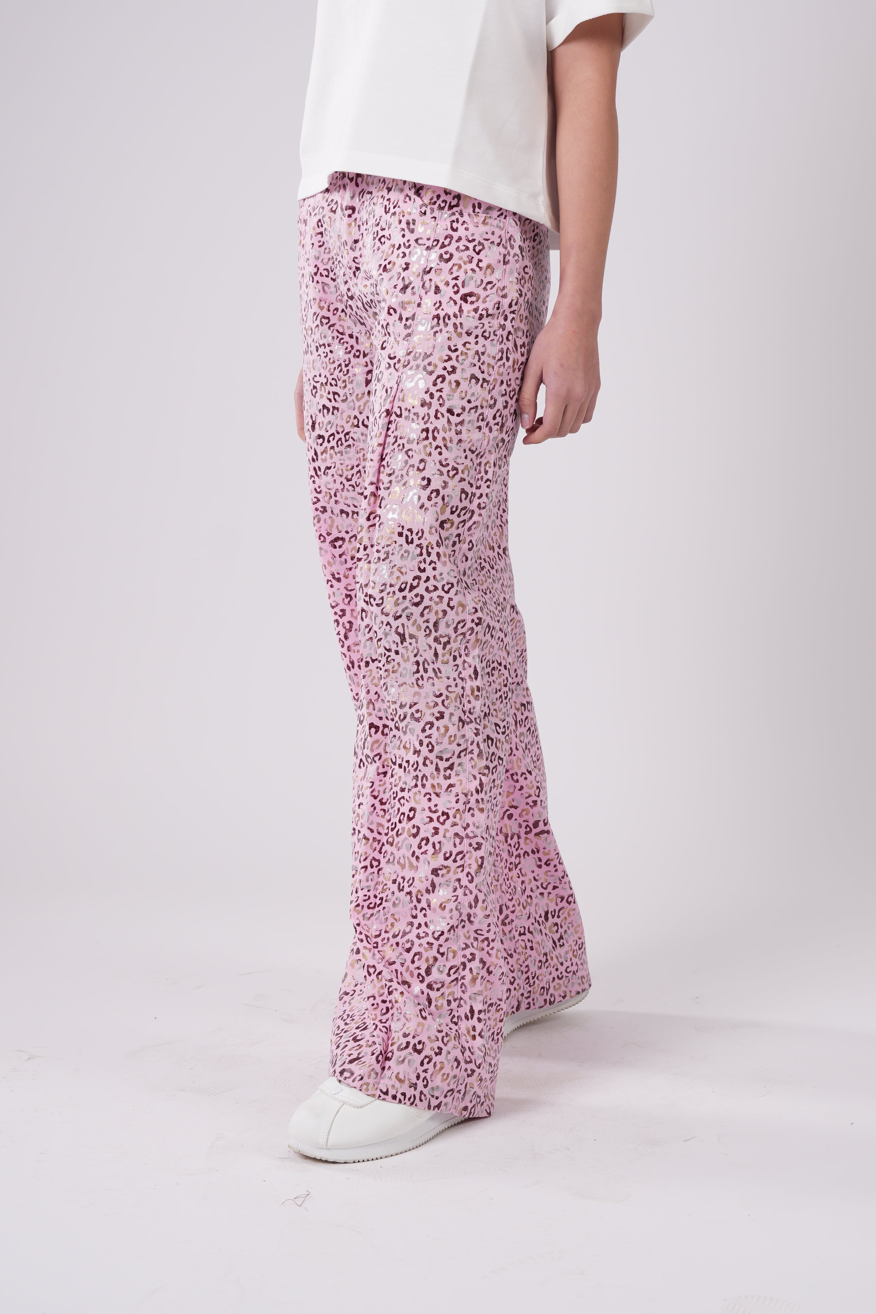 Girls’ Leopard Print High-Waist Trousers