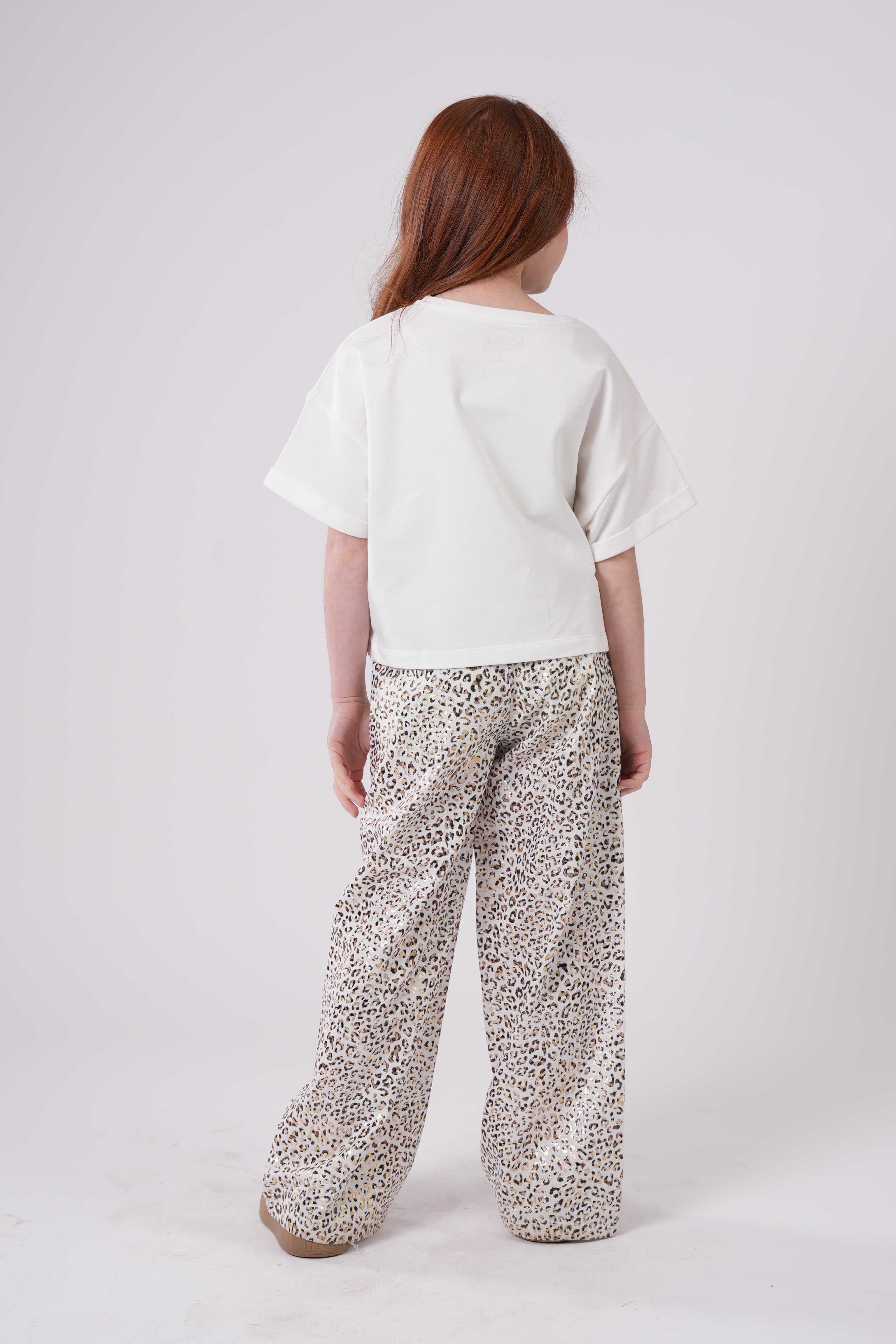 Girls’ Leopard Print High-Waist Trousers