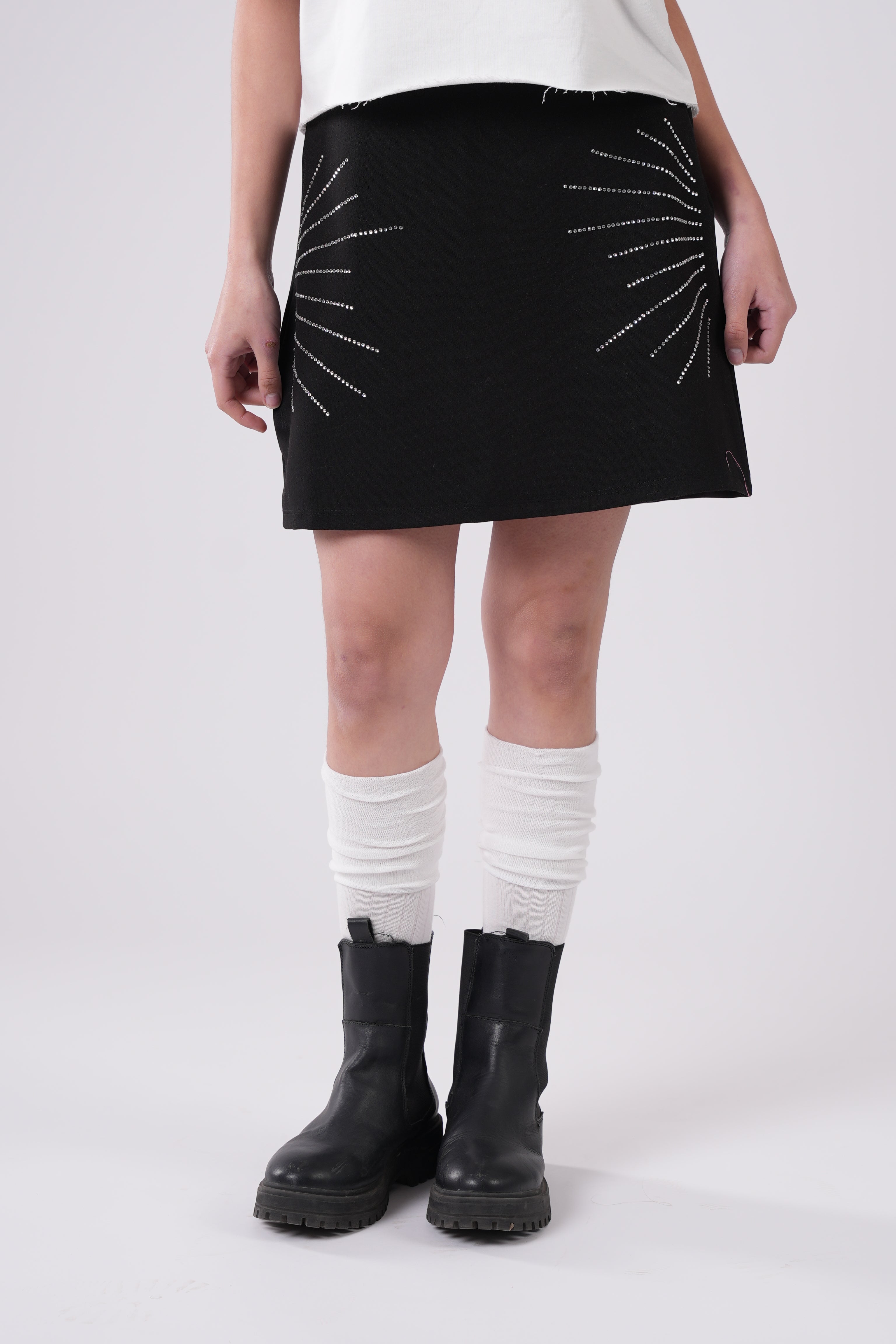 Girls’ Line Rhinestone Sunburst Embellished Fashion Skirt