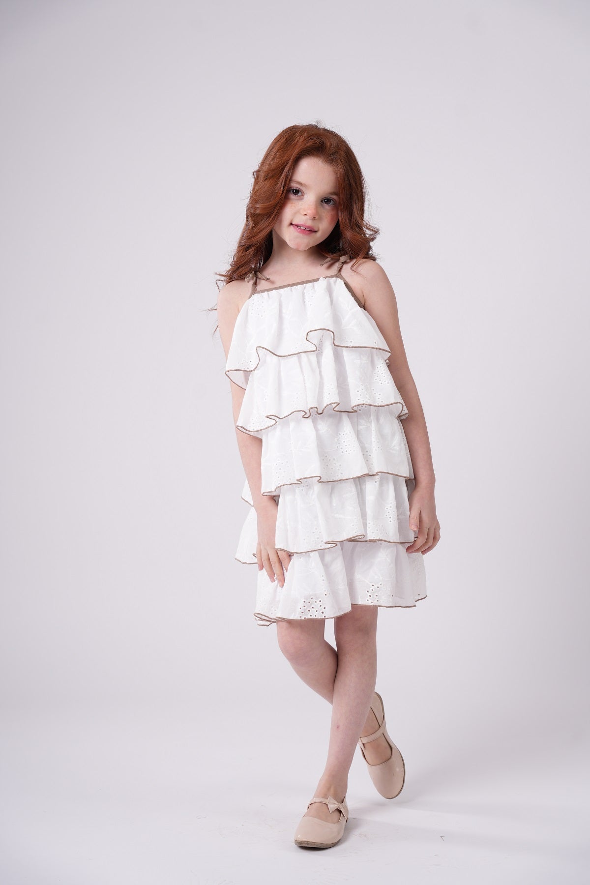 Girls’ Tiered Sundress – Crisp White