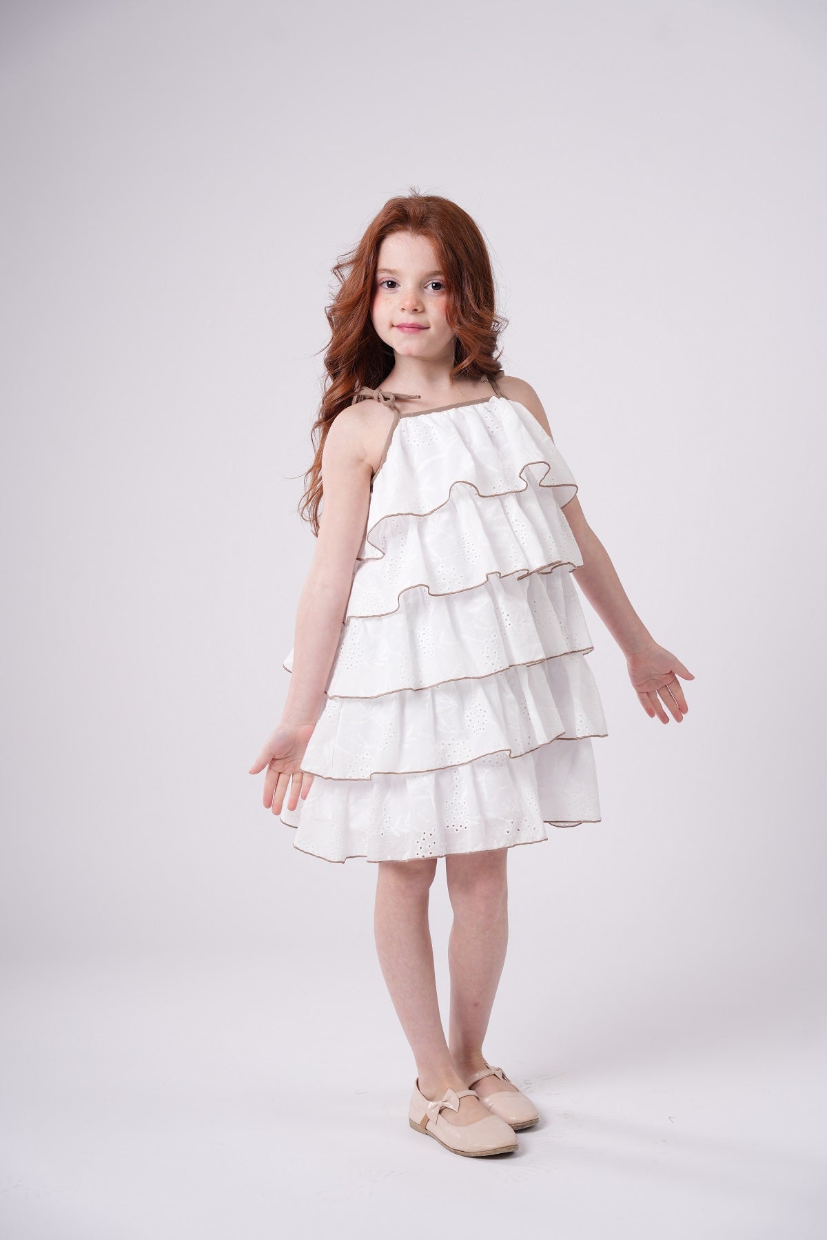 Girls’ Tiered Sundress – Crisp White