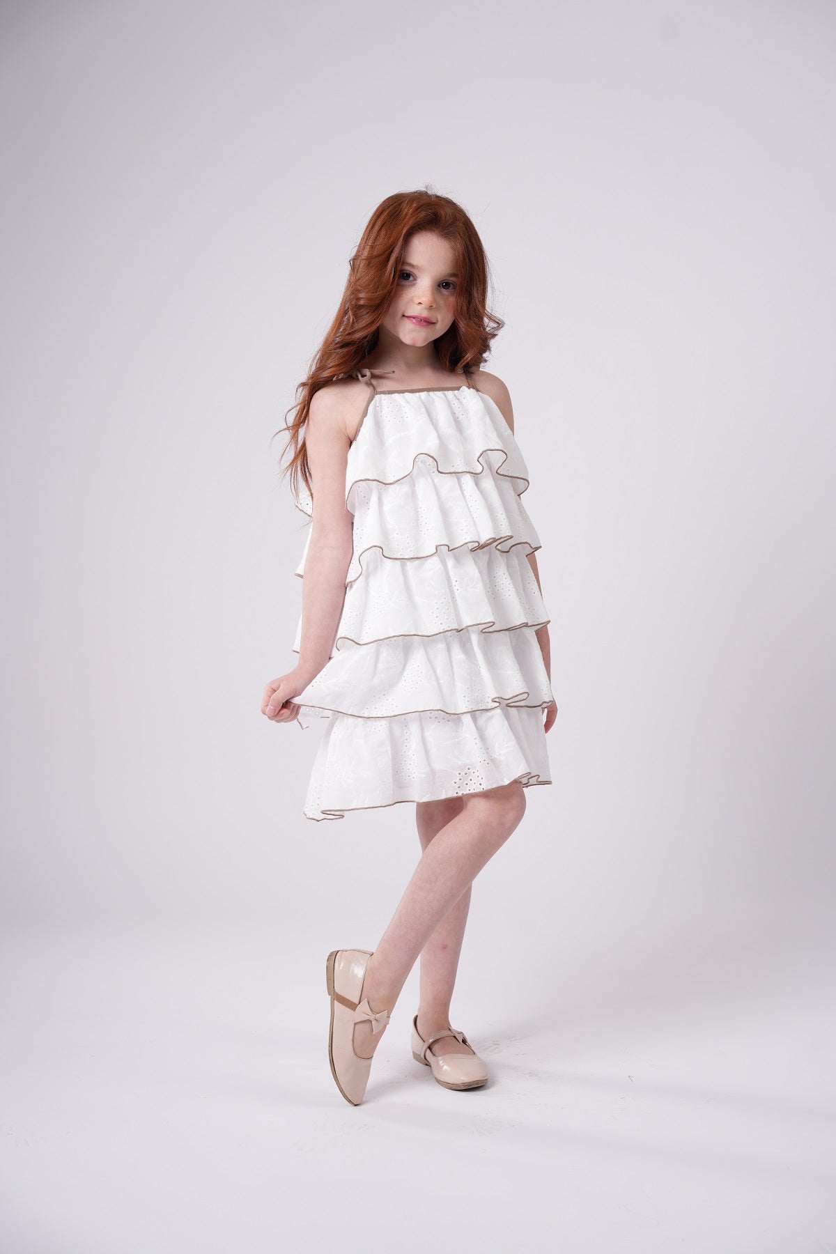 Girls’ Tiered Sundress – Crisp White