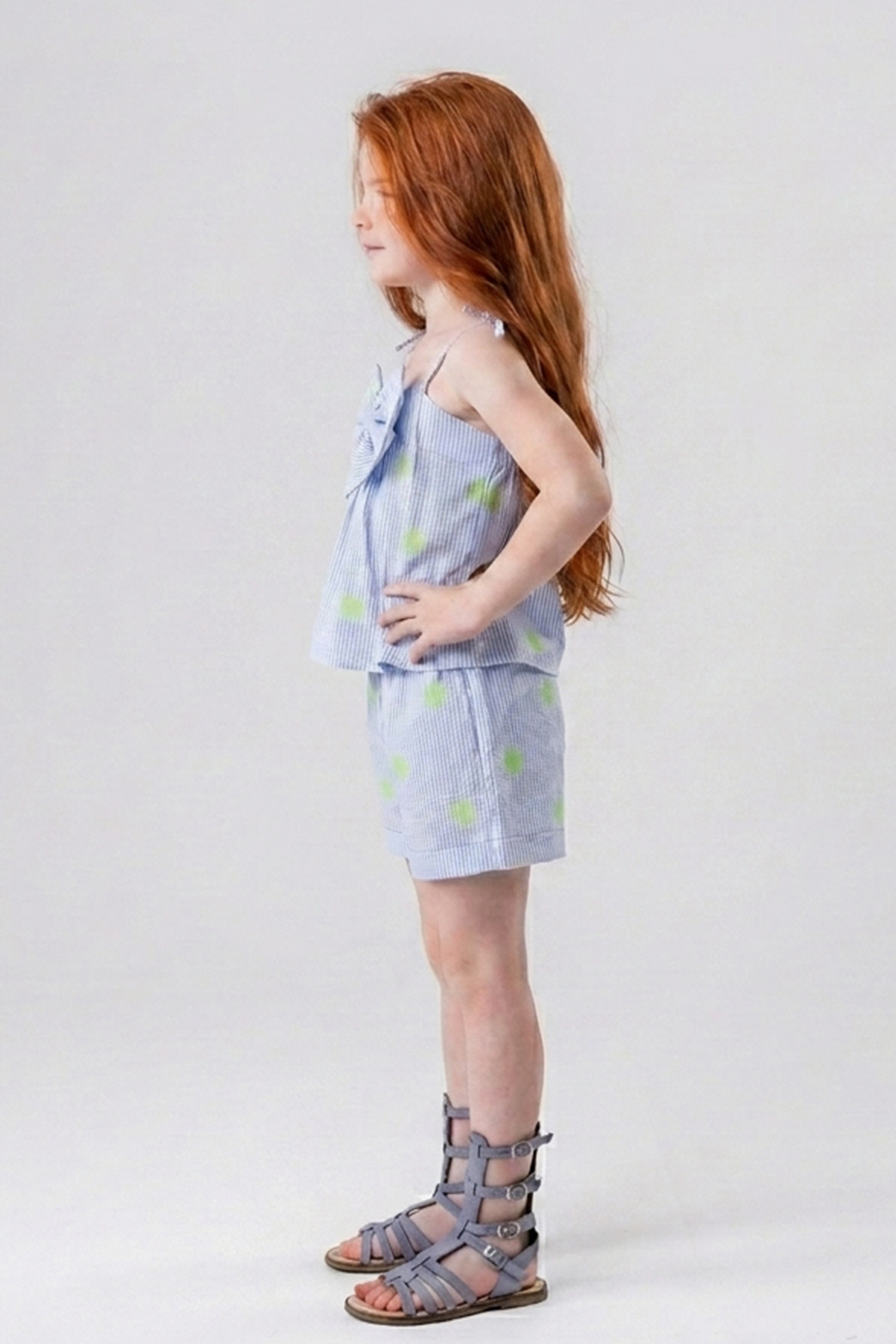 Kids' Two-Piece Pinstripe Bow Top & Shorts Set
