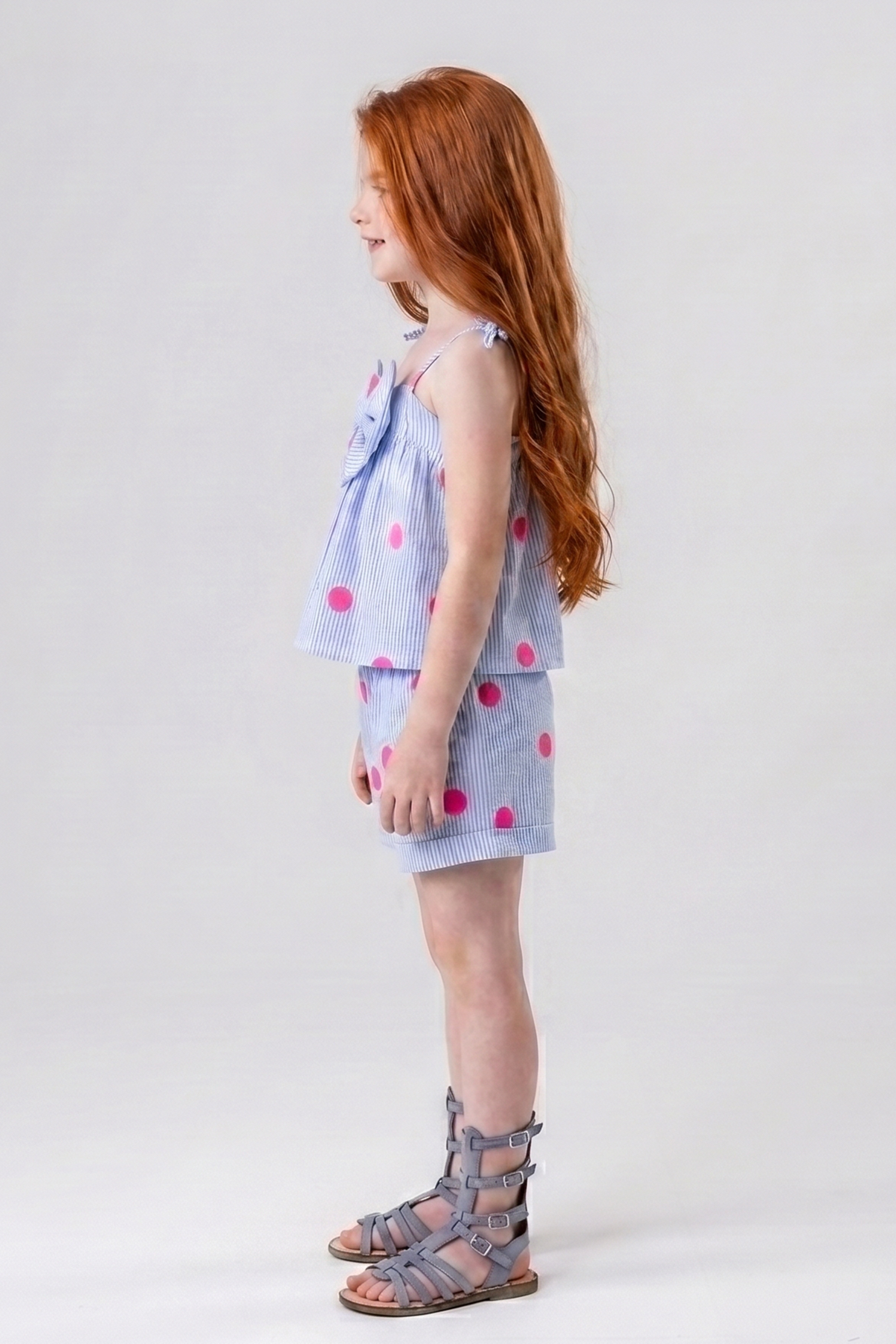 Kids' Two-Piece Pinstripe Bow Top & Shorts Set