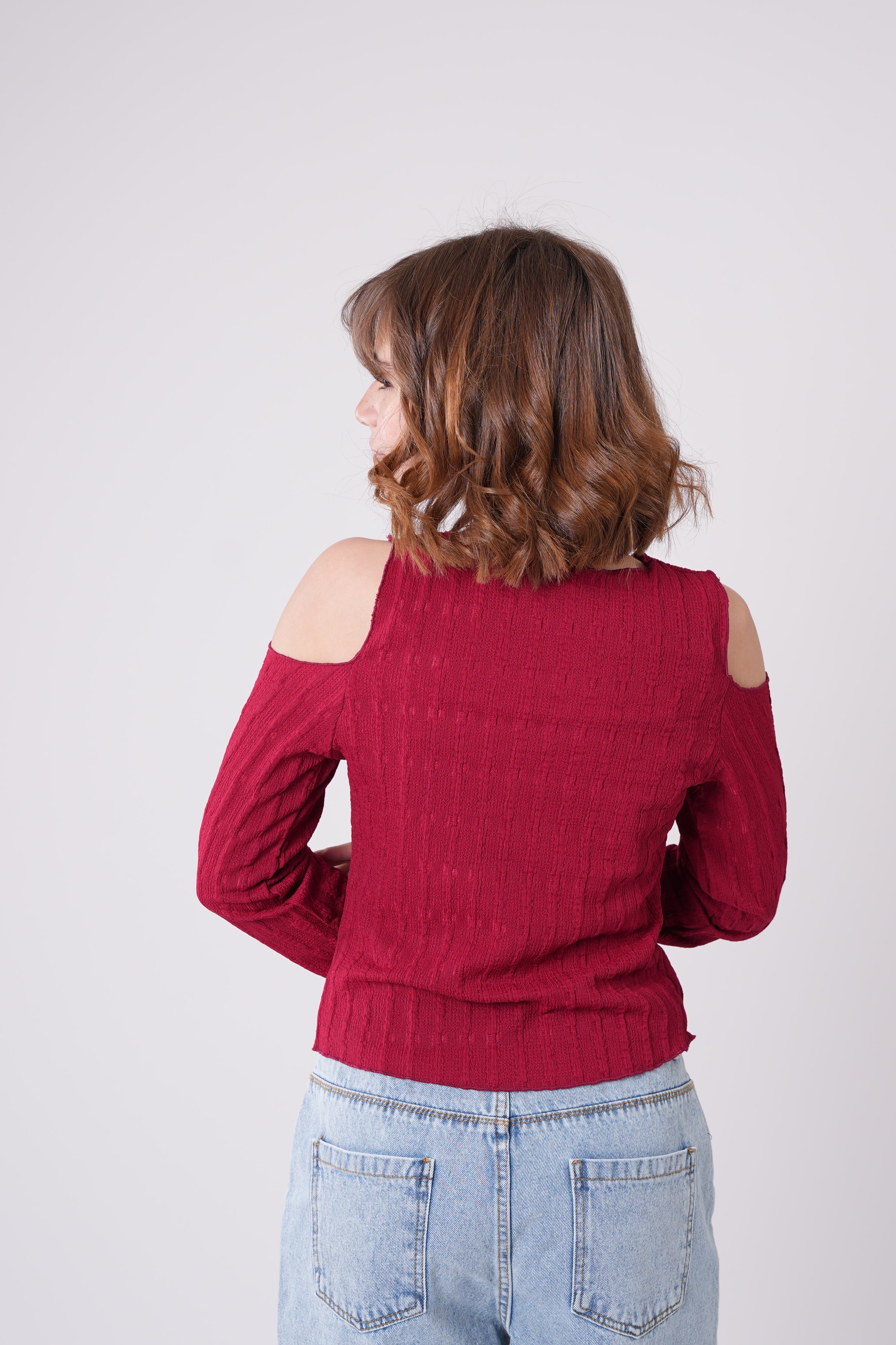 Girls’ Long-Sleeve Lettuce-Trim Ribbed Blouse