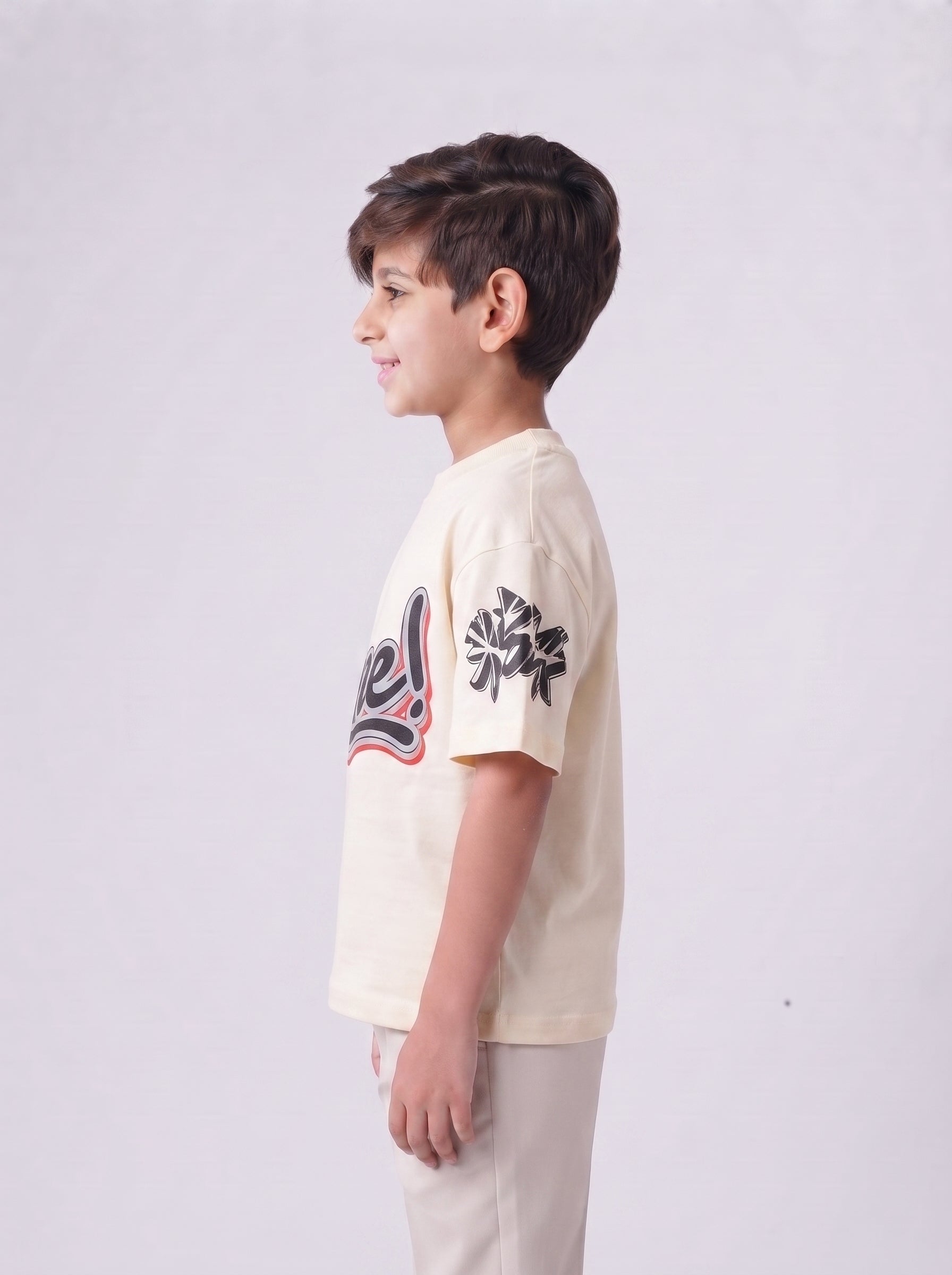 Boys' Casual  Crewneck T-Shirt with Sleeve Art