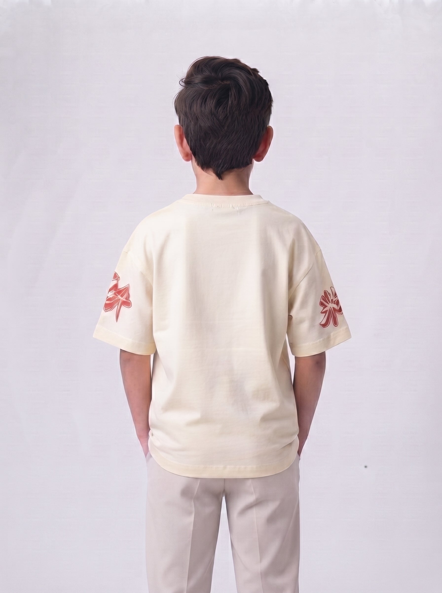 Boys' Casual  Crewneck T-Shirt with Sleeve Art