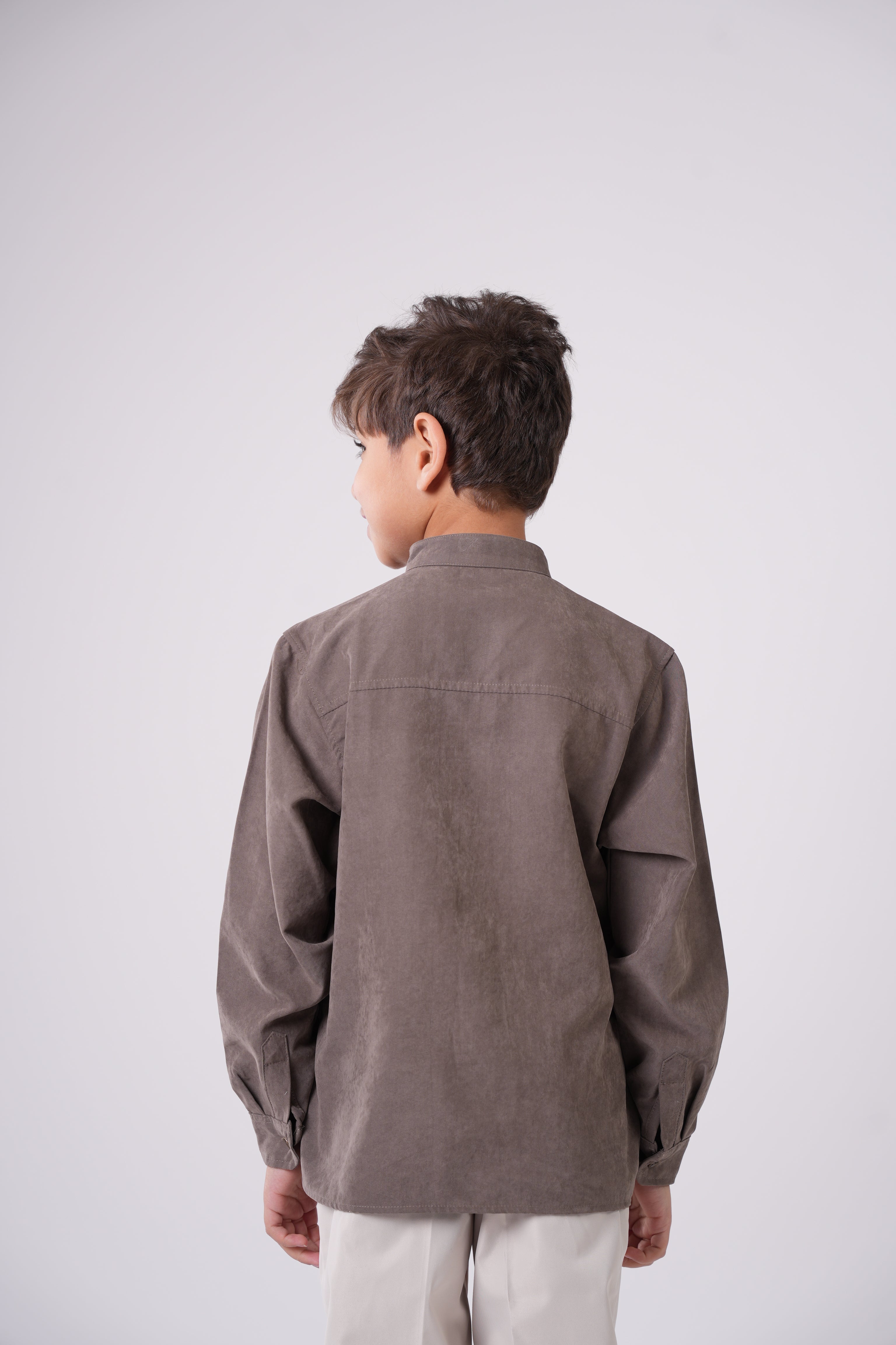 Boys’  Mandarin Collar Long-Sleeve Shirt