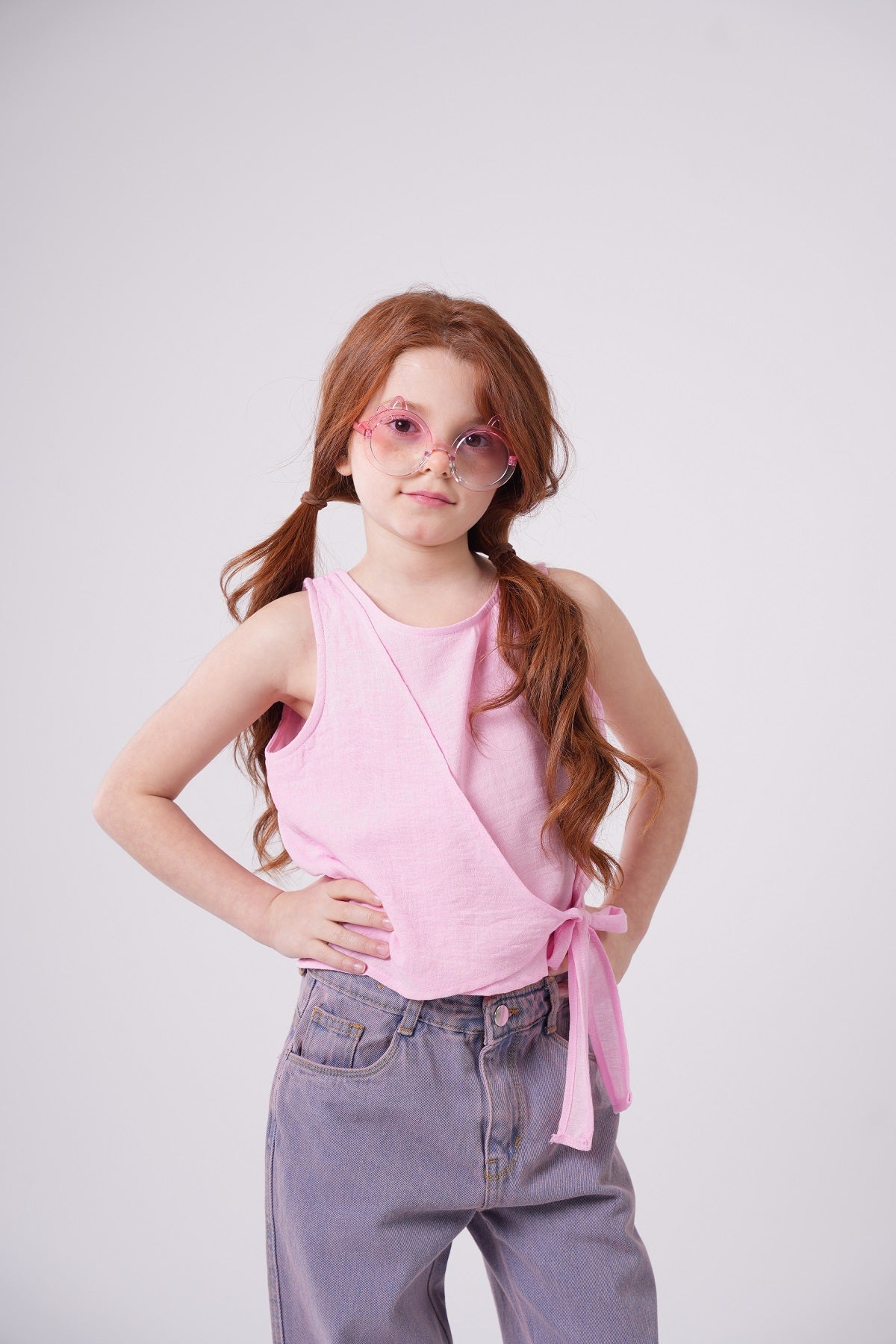 Girls’ Sleeveless Wrap Top with Side Bow