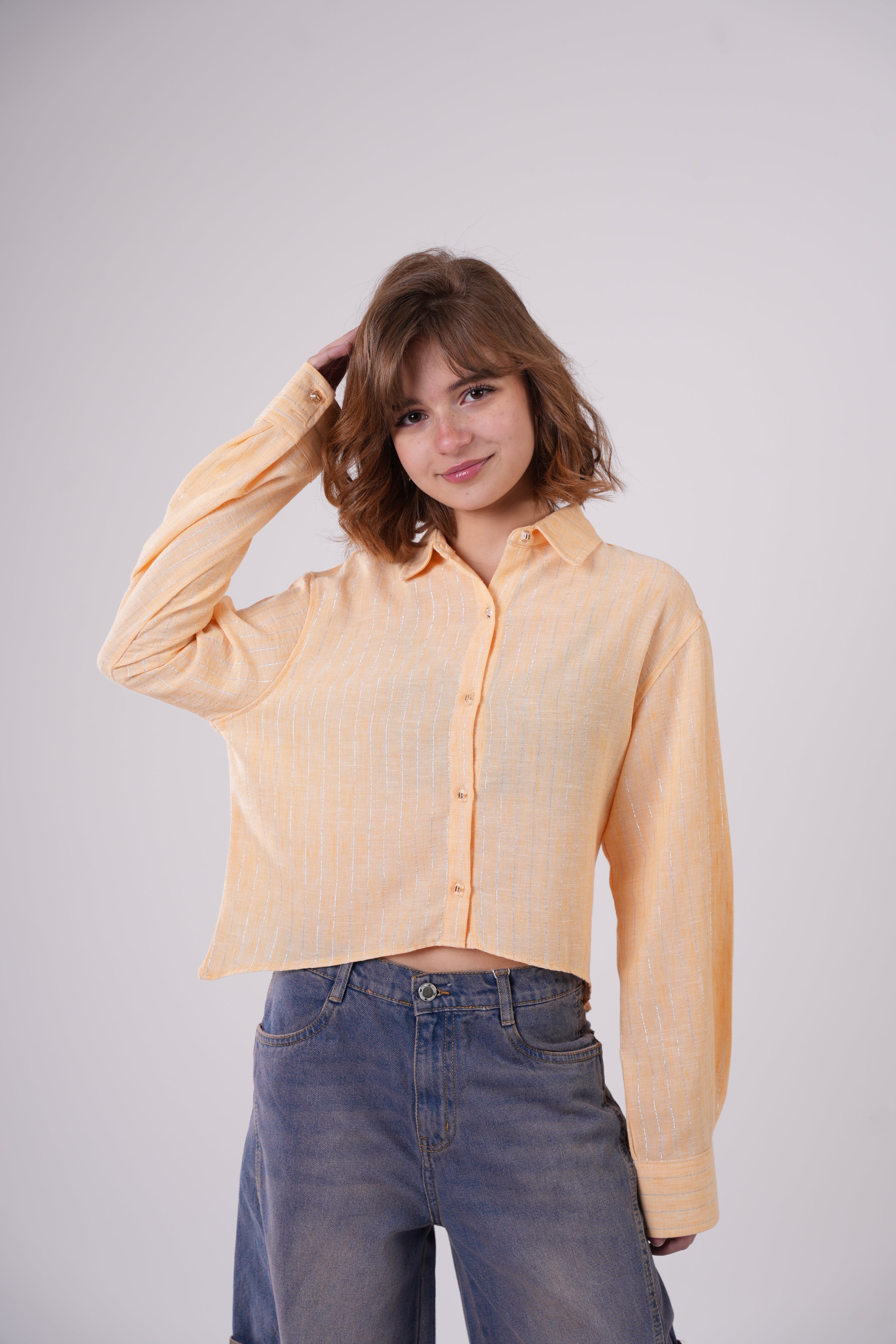 Girls’ Long-Sleeve Button Down Striped Shirt