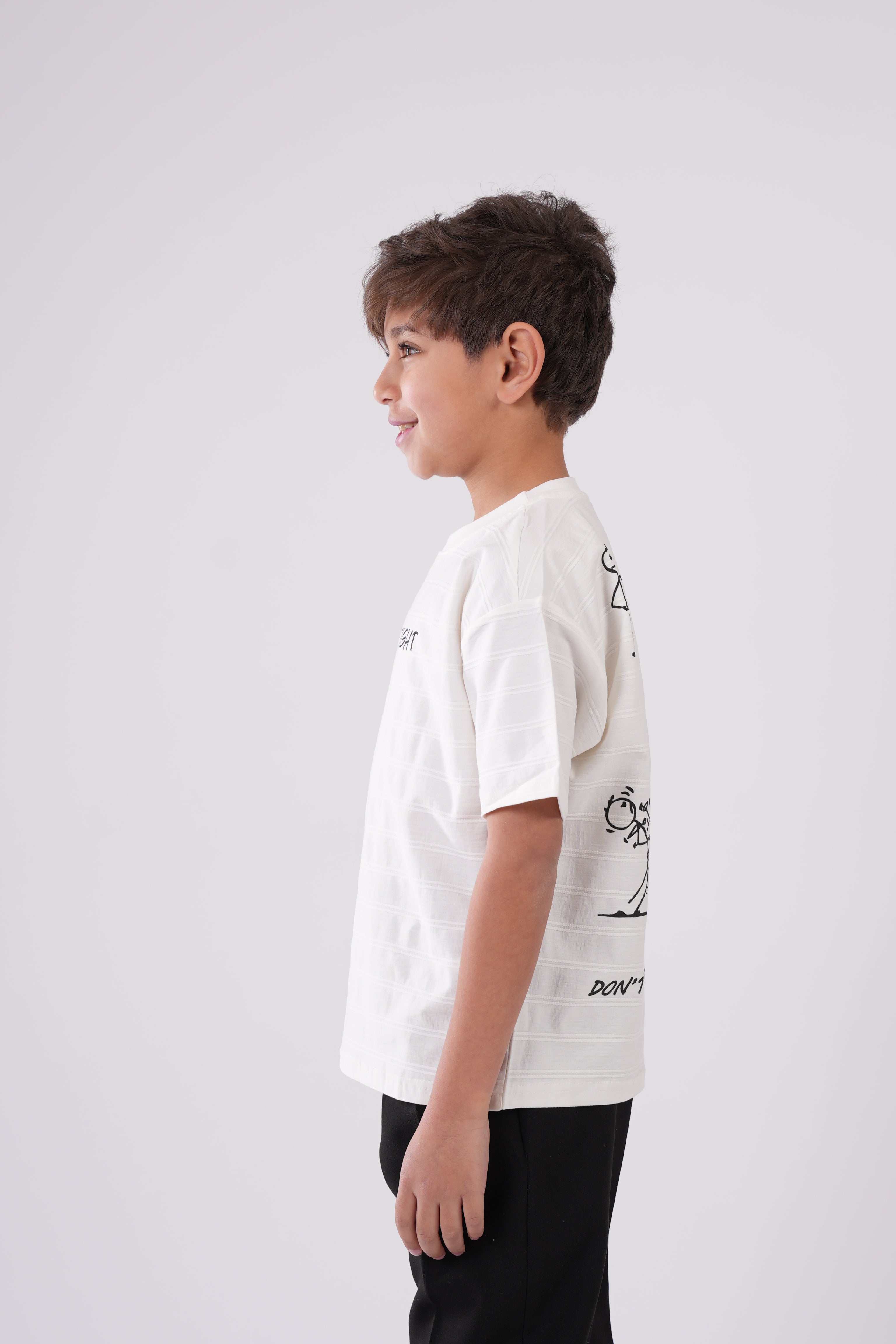 Casual Short-Sleeve T-Shirt with Back Doodle Art