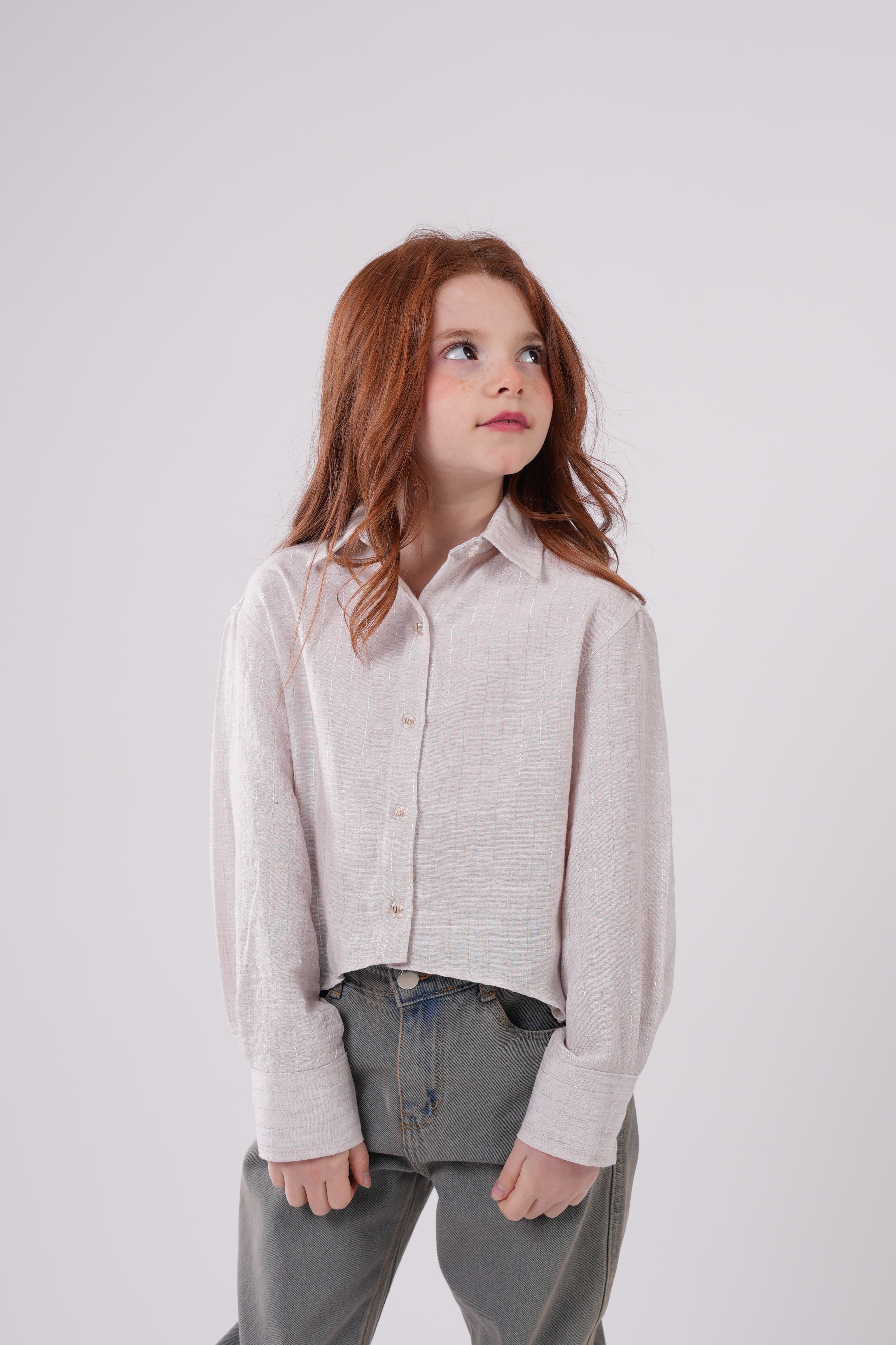 Girls’ Long-Sleeve Button Down Striped Shirt