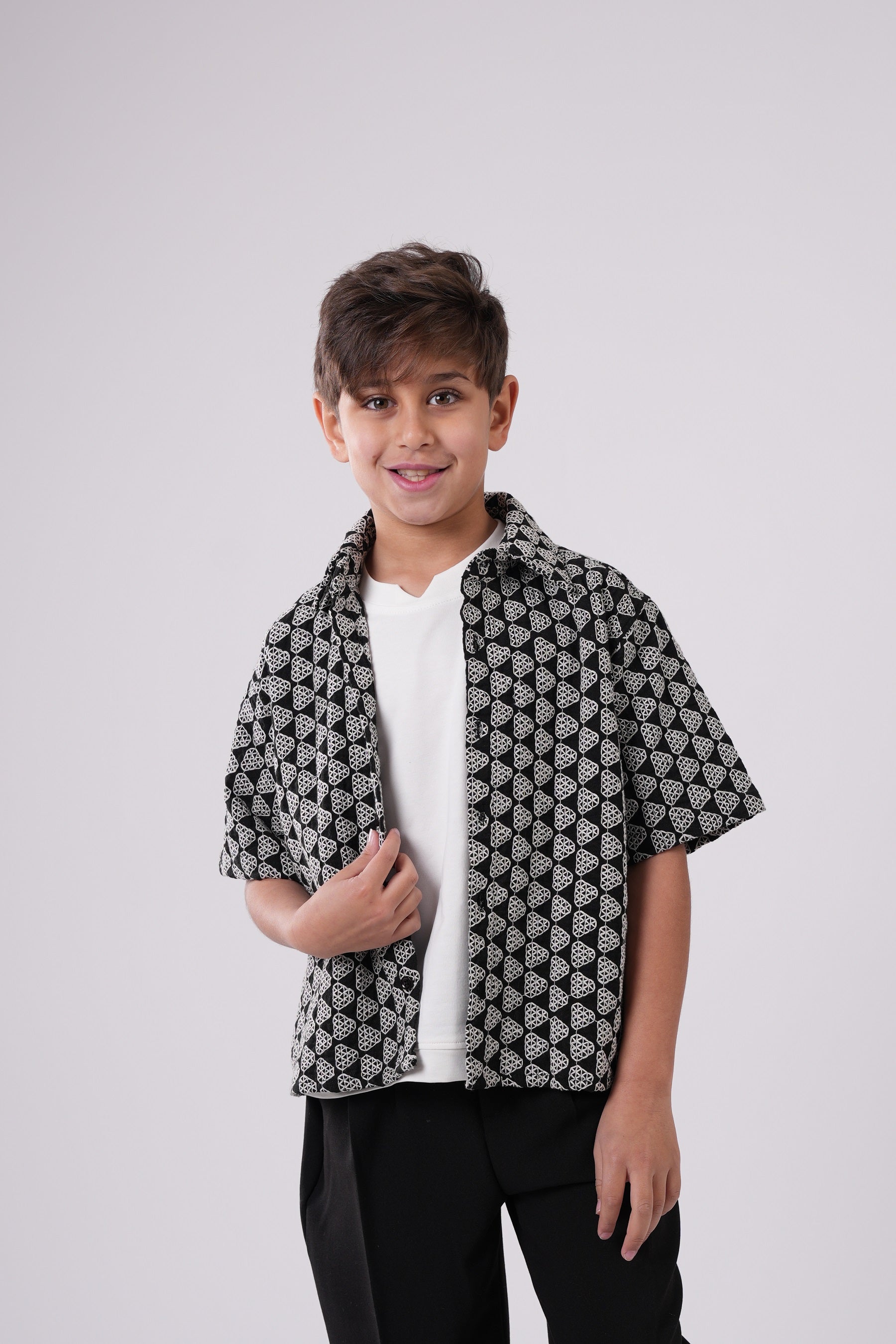Boys’ Geometric Print Resort Shirt